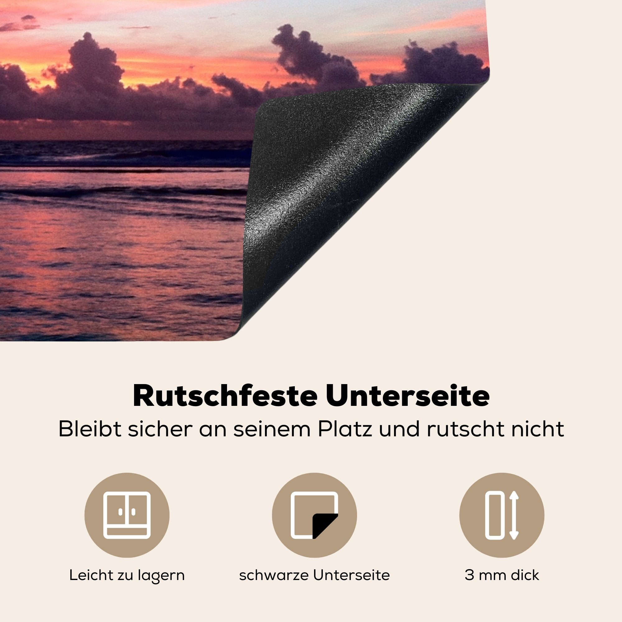 70x52 MuchoWow Sonnenaufgang Nauru, (1 auf tlg), Vinyl, Arbeitsfläche Ceranfeldabdeckung nutzbar, Mobile Herdblende-/Abdeckplatte cm,