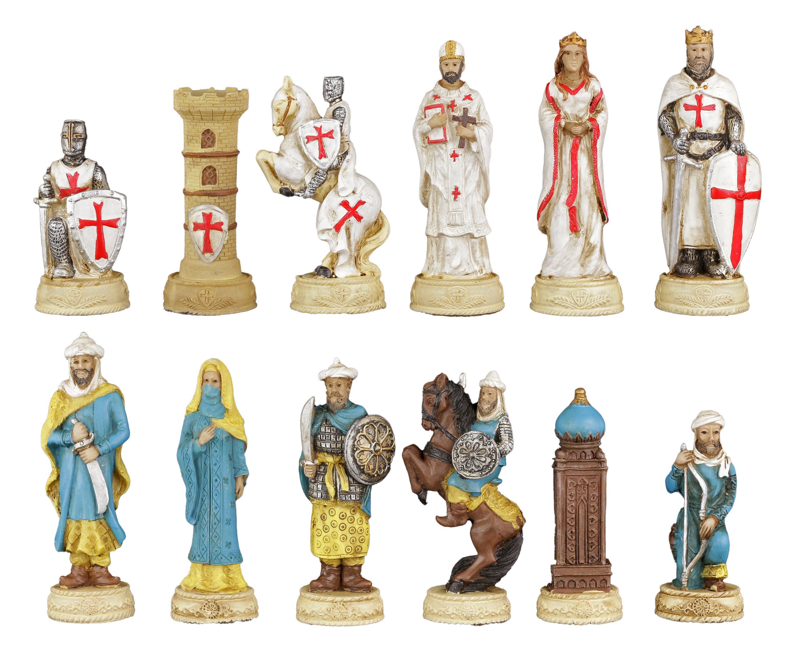 Figuren Shop GmbH Spiel Schachfiguren Set - Kreuzritter vs. Morgenland - Schach Spielfiguren