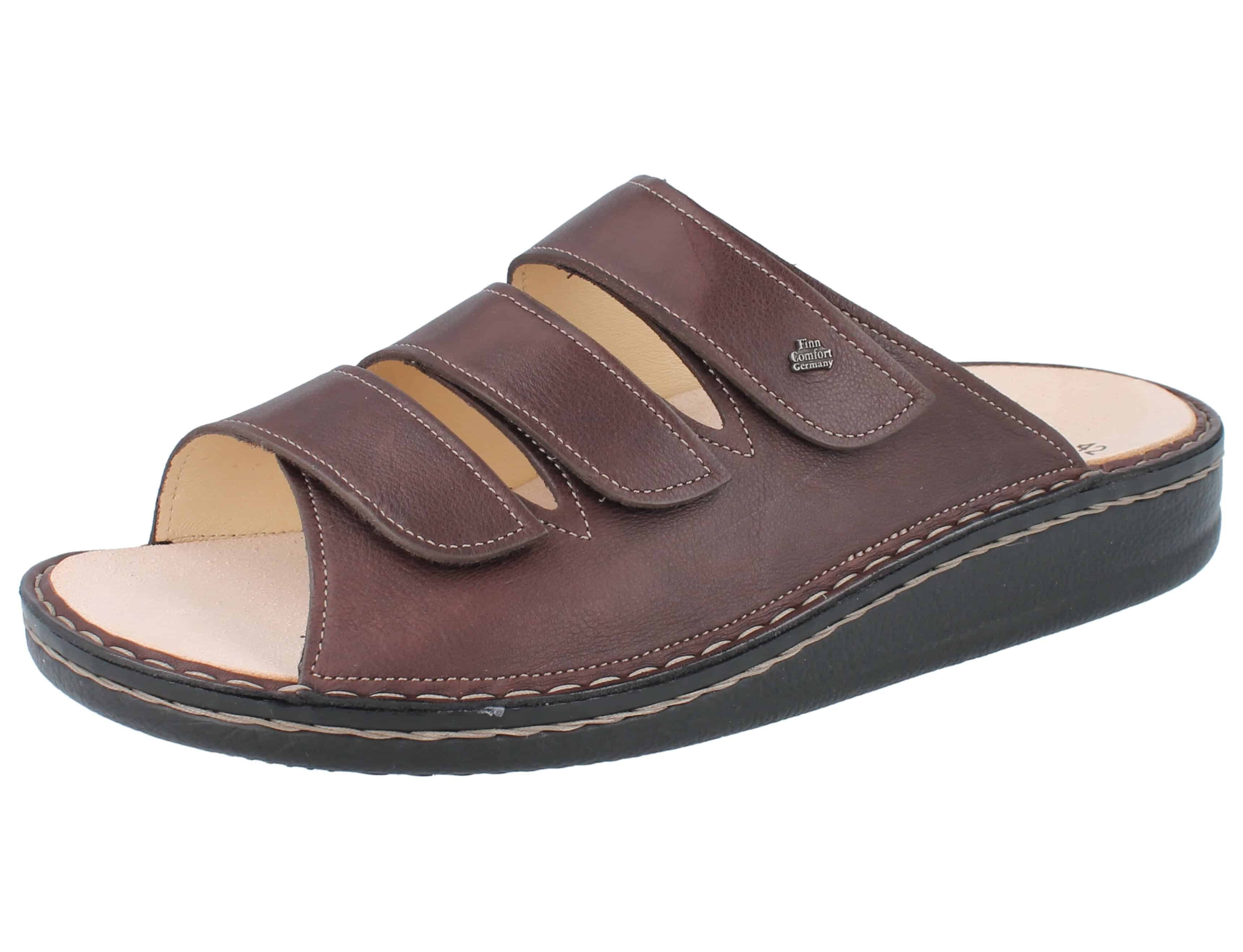 FINN COMFORT Korfu Herren Pantolette braun schoko Glattleder - Größe: Hausschuh