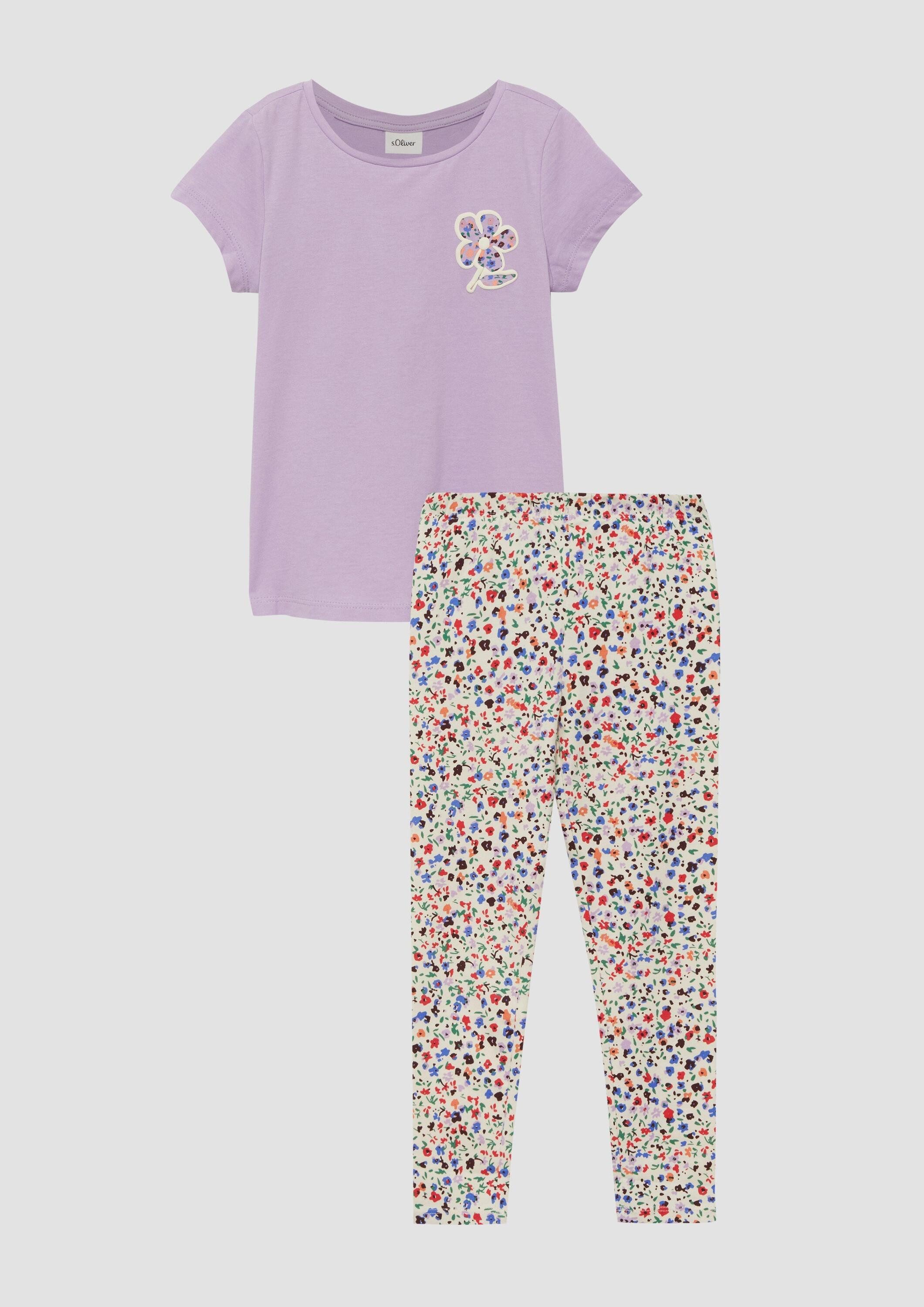 s.Oliver Kurzarmshirt T-Shirt Set aus T-Shirt im A-Shape und Leggings mit All-over-Print