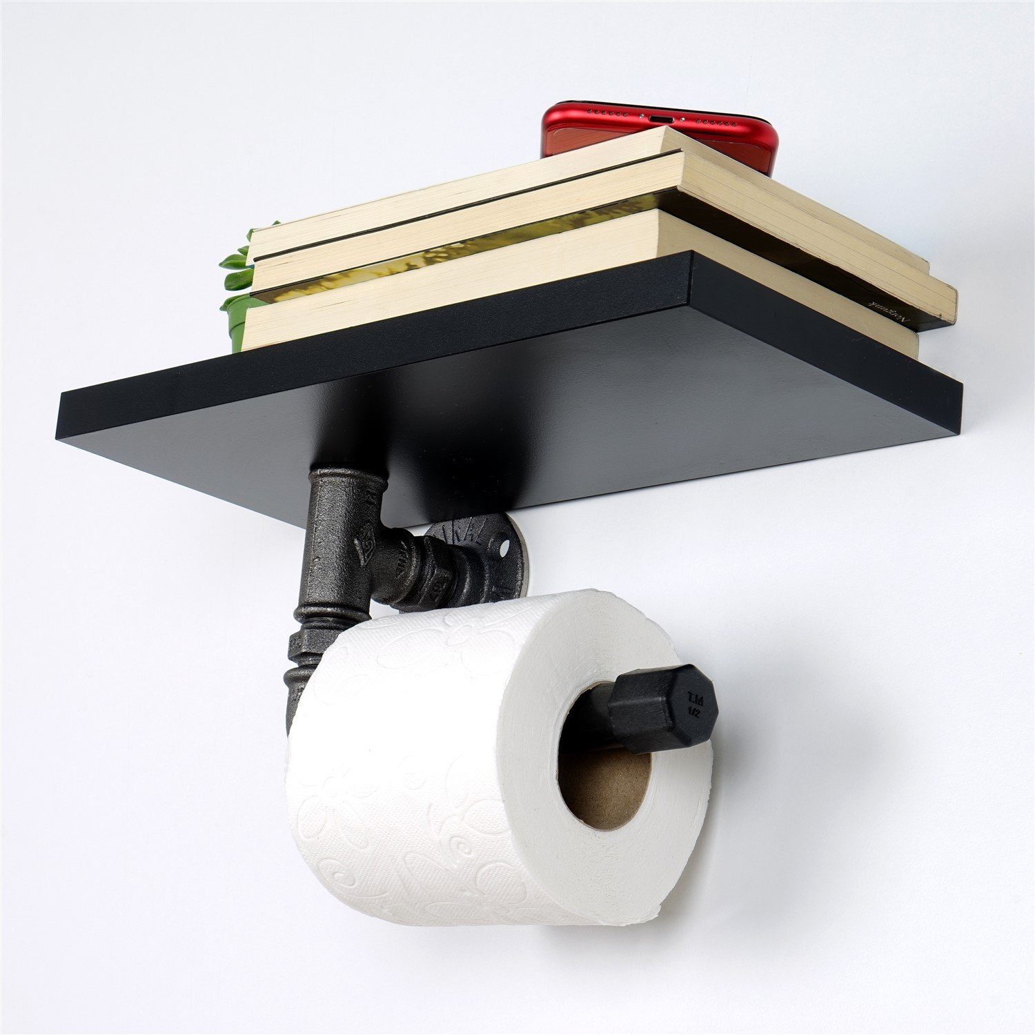 Toilettenpapierhalter 12x30x23 cm, BORURAF239EVL, MDF Skye Schwarz, Decor Toilettenpapierhalter, 100%