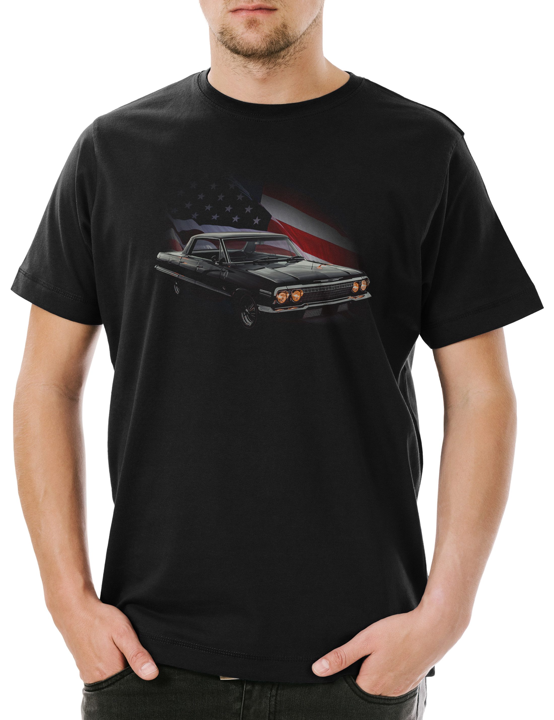 Print-Shirt American Muscle Car Herren T-Shirt Race Racing Auto Big Driver Block