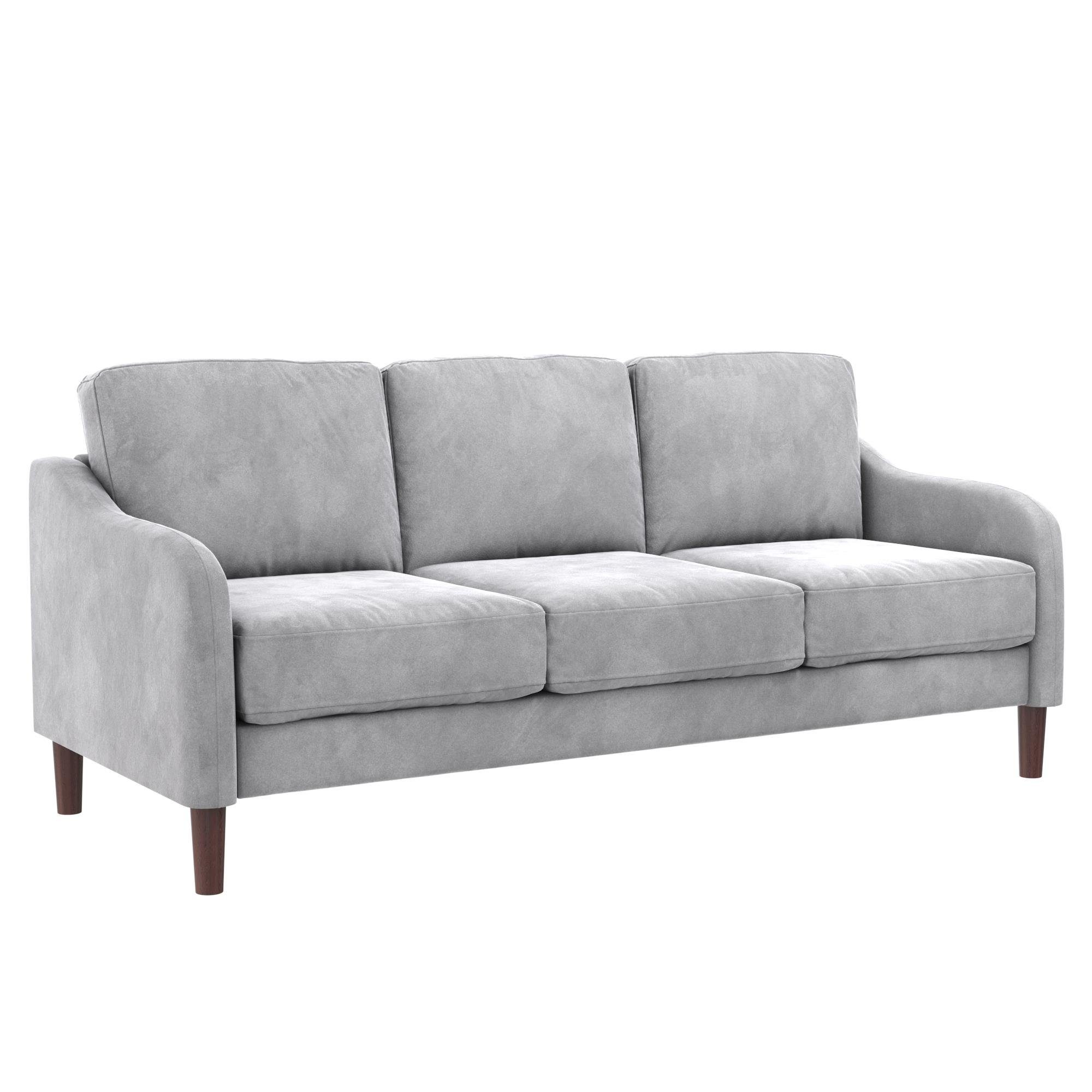 loft24 Sofa Marbella, Couch, 3-Sitzer, Bezug in Samtoptik, Länge 188 cm grau