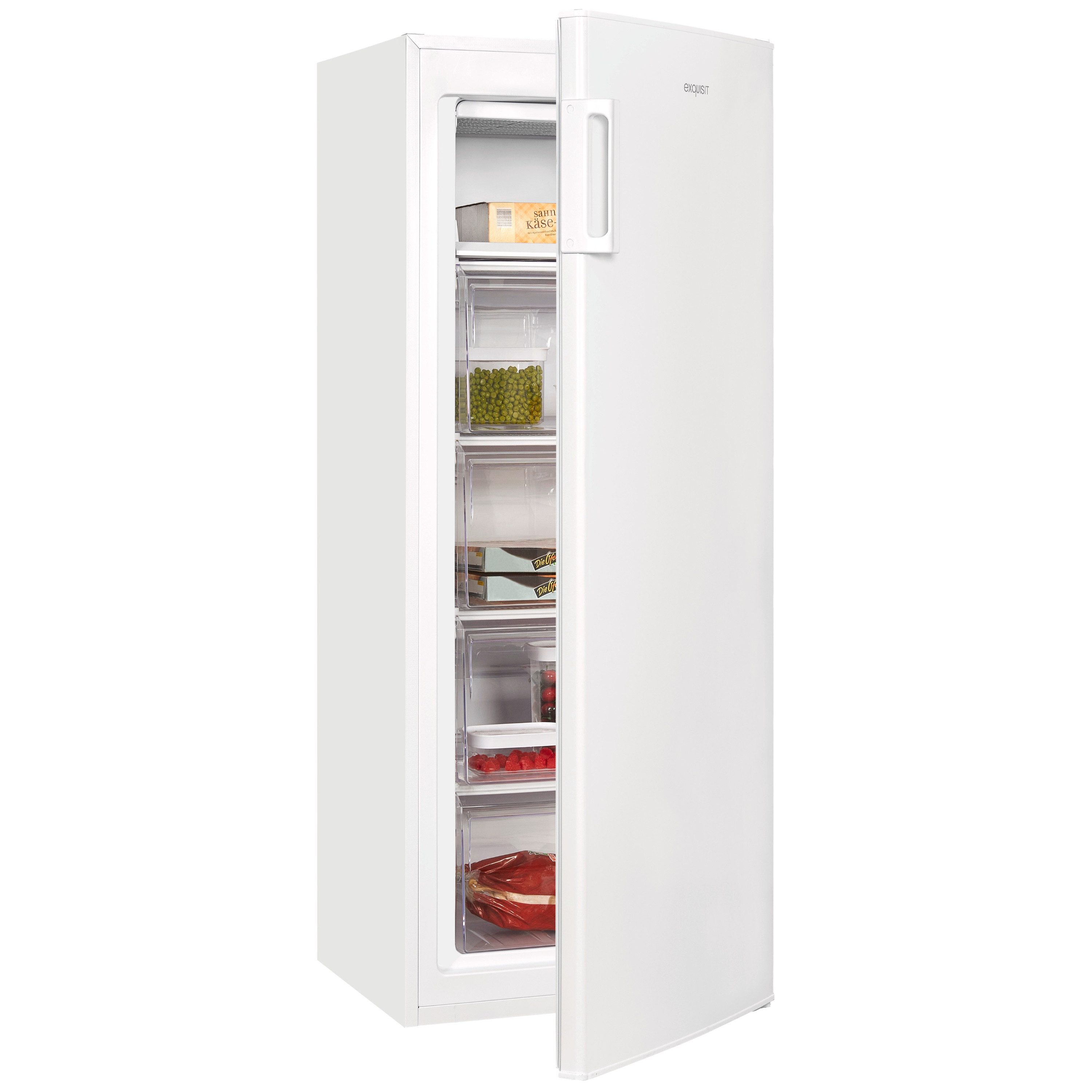 exquisit Gefrierschrank GS5230-H-040E, 142.6 cm hoch, 54.4 cm breit, 4*-Gefrierfach, Türanschlag wechselbar, Höhenverstellbare Füße