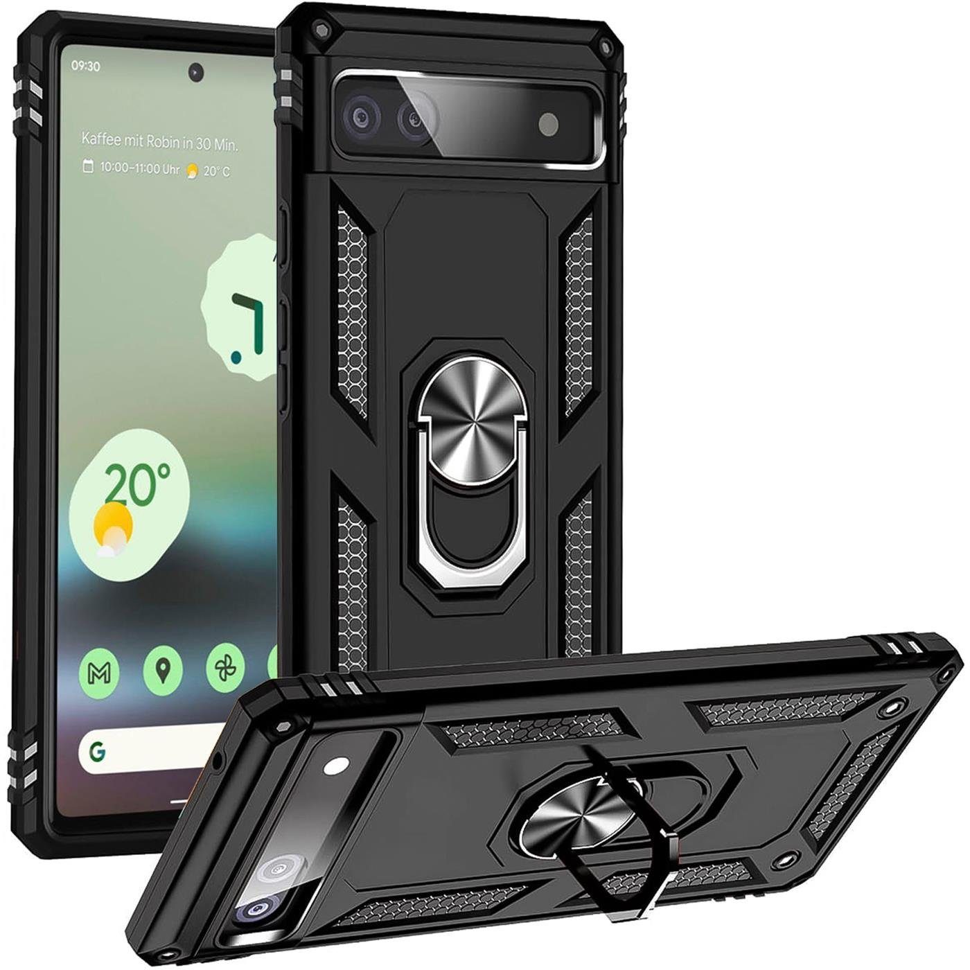 CoolGadget Handyhülle Armor Shield Case für Google Pixel 6a 6,1 Zoll,  Outdoor Cover Magnet Ringhalterung Handy Hülle für Pixel 6a