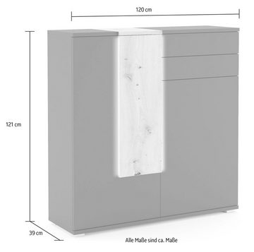 COTTA Highboard Montana, inkl. LED-Beleuchtung, mit Push-To-Open, Breite 120 cm