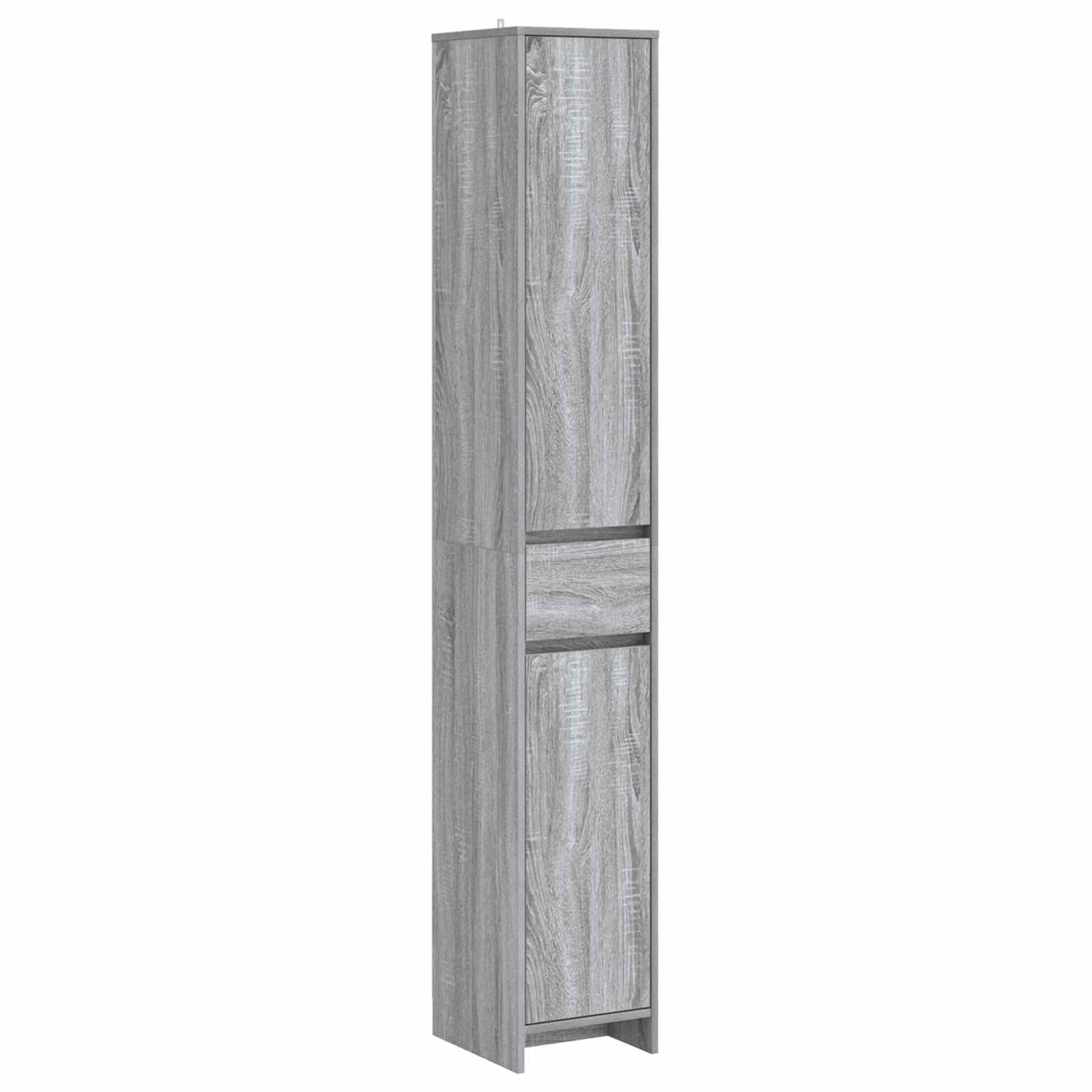vidaXL Badezimmerspiegelschrank Badezimmerschrank Grau Sonoma 30 x 33 x 190 cm Holzwerkstoff (1-St)