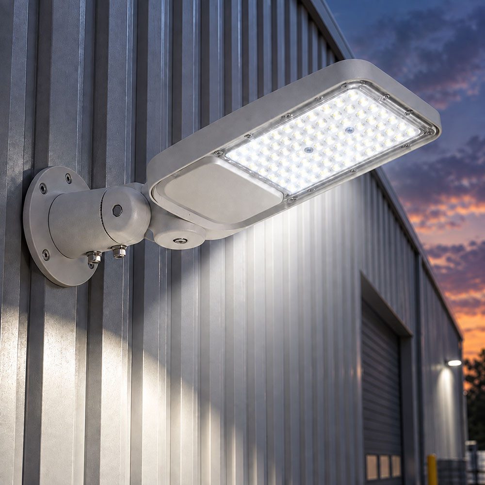 V-TAC LED Flutlichtstrahler, LED-Leuchtmittel fest verbaut, Kaltweiß, Tageslichtweiß, LED Straßenleuchte grau verstellbar Parkplatzbeleuchtung L 47 cm
