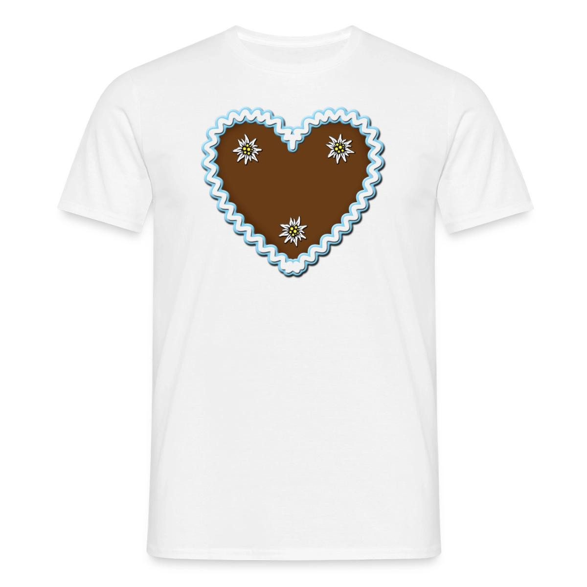 Spreadshirt T-Shirt Lebkuchenherz Design Mit Edelweiß Bayern Männer T-Shirt (1-tlg)