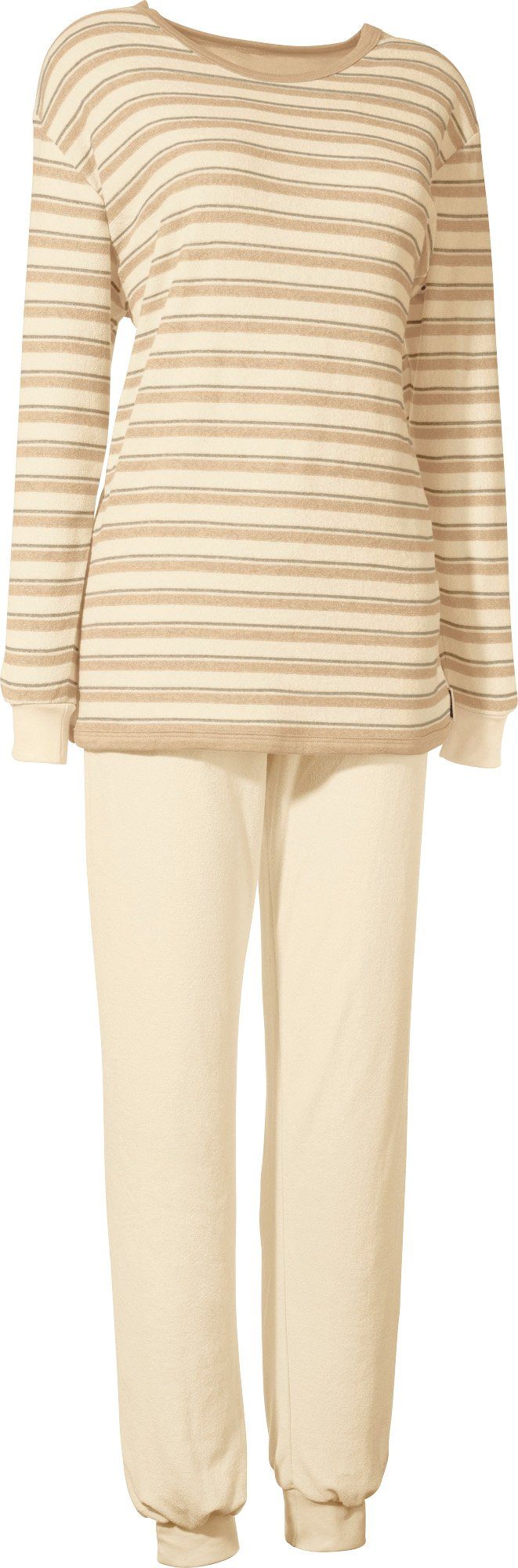 götting Pyjama Damen-Schlafanzug naturbelassen Frottee Streifen günstig online kaufen
