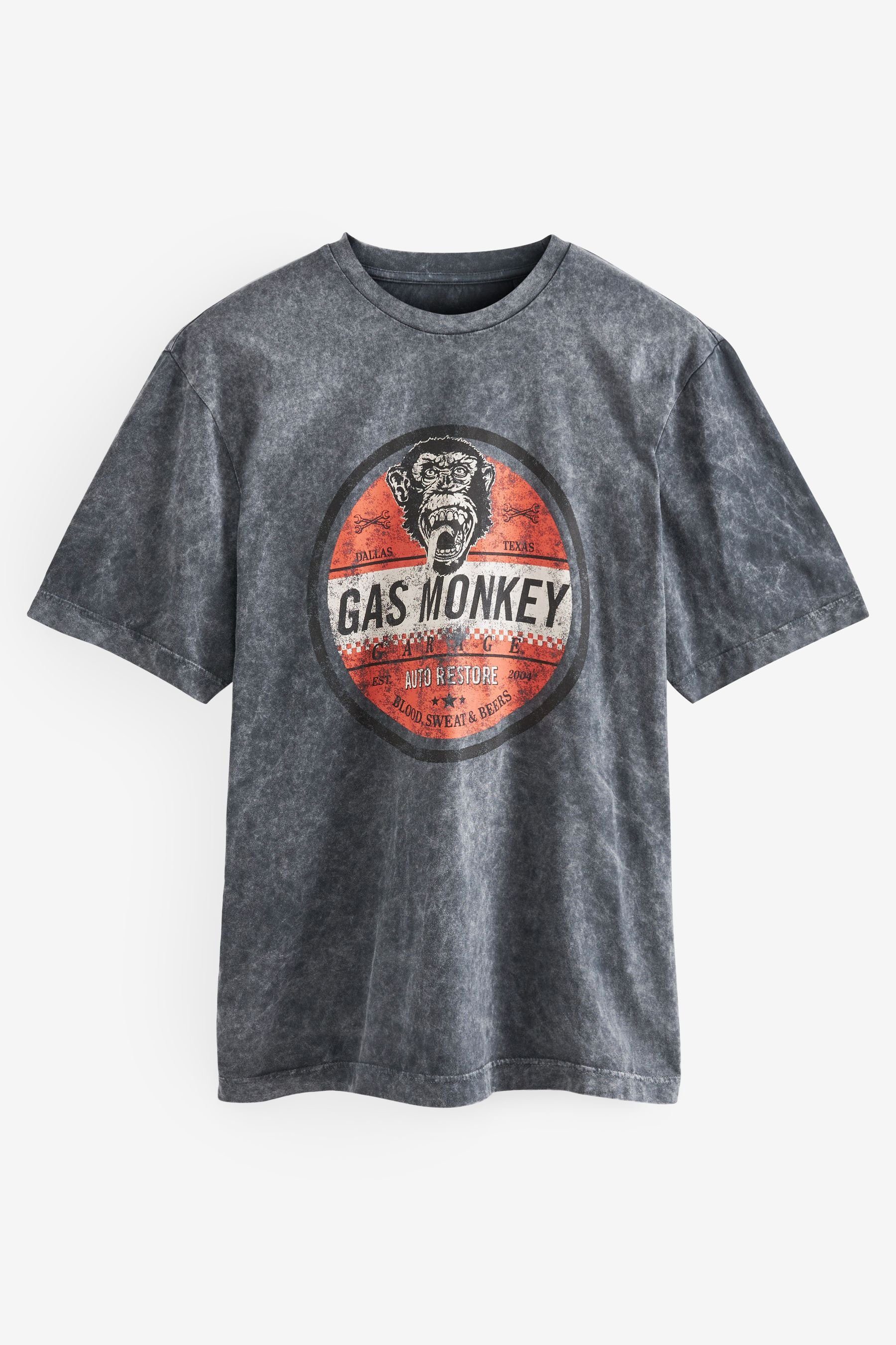 Next T-Shirt TV And Film Lizenziertes T-Shirt (1-tlg) Gas Monkey Grey Acid Wash