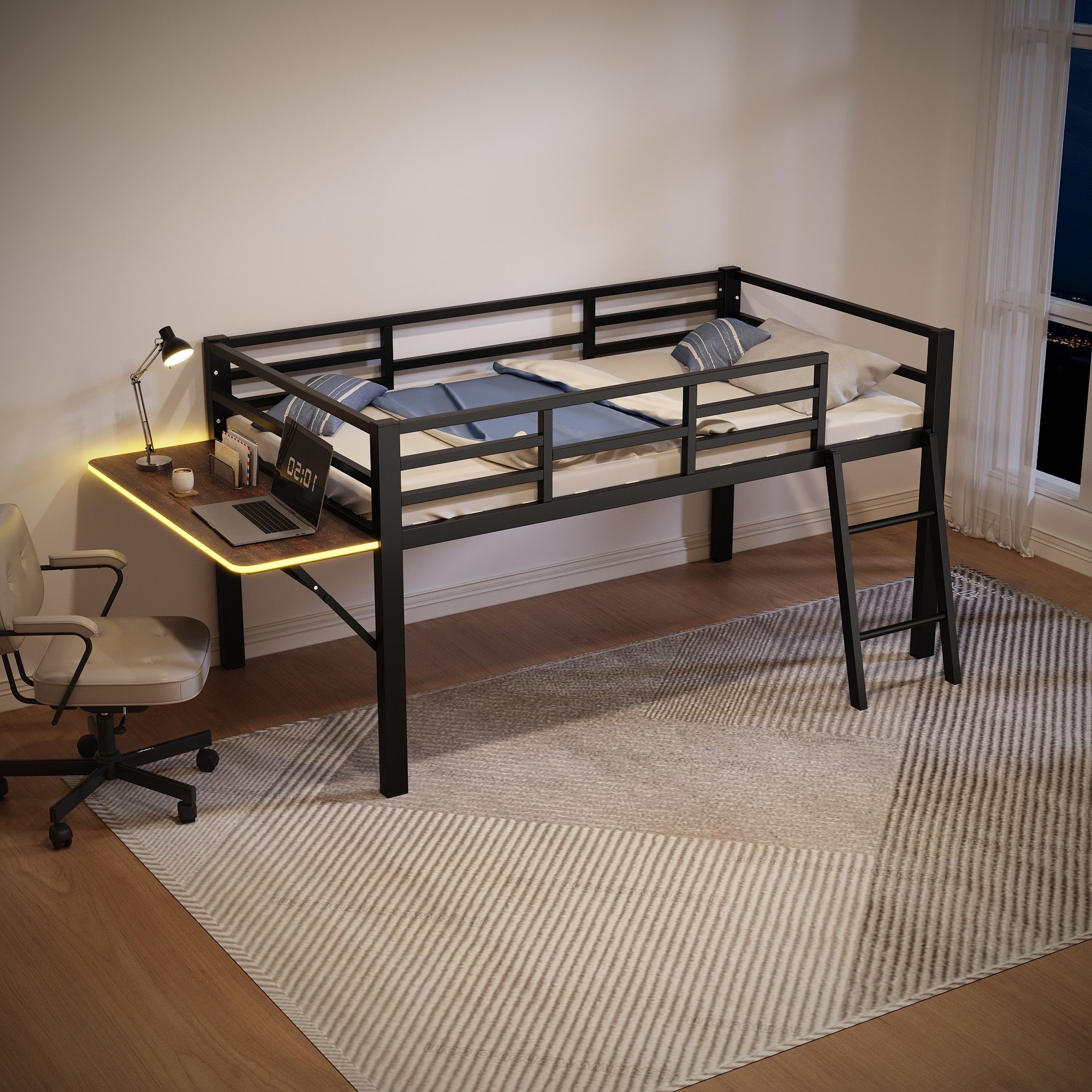 Flieks Hochbett Metallbett Kinderbett 90x200cm mit günstig online kaufen