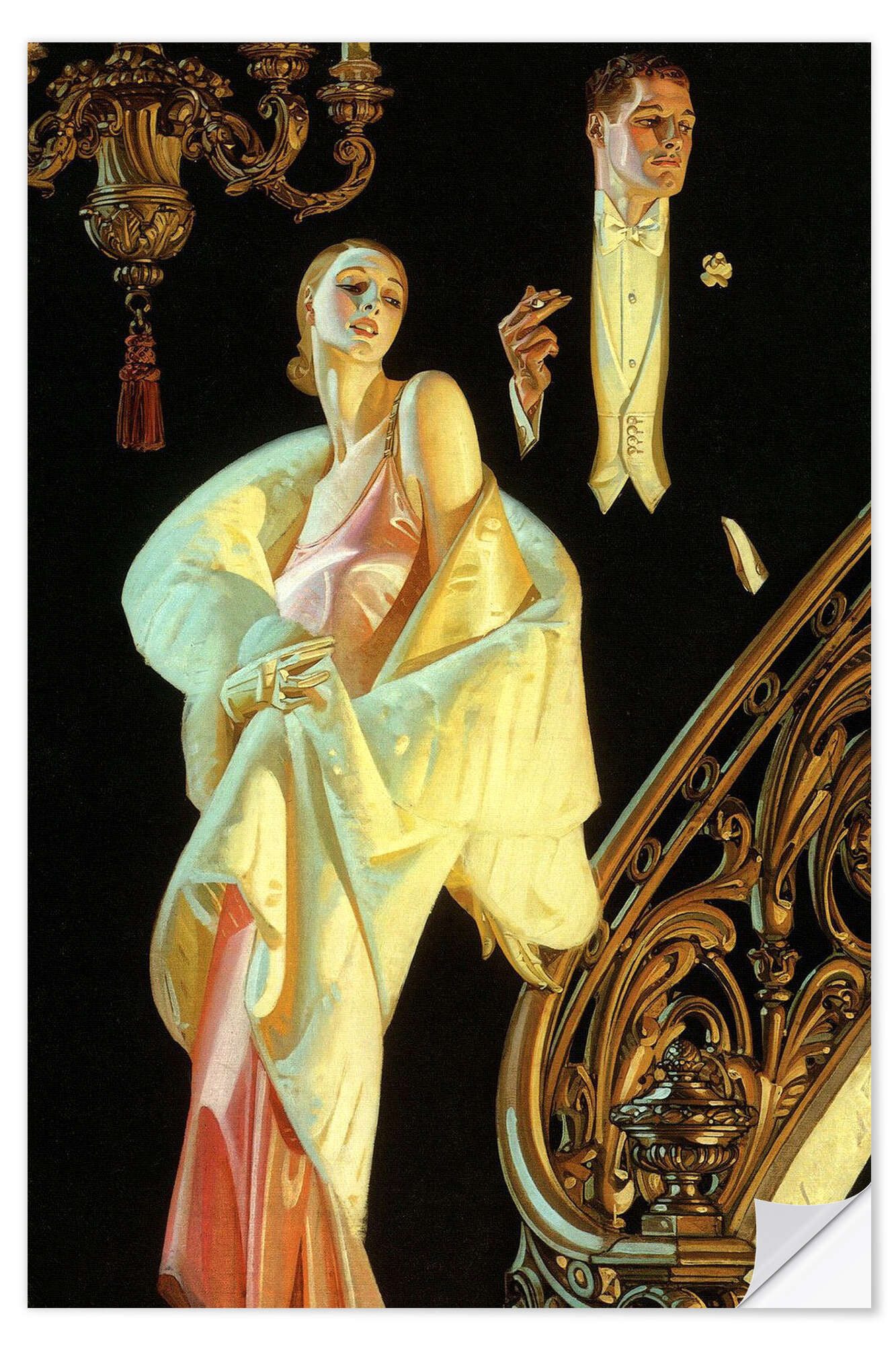 Posterlounge Wandfolie Joseph Christian Leyendecker, Paar in Abendkleidung, Wohnzimmer Vintage Malerei