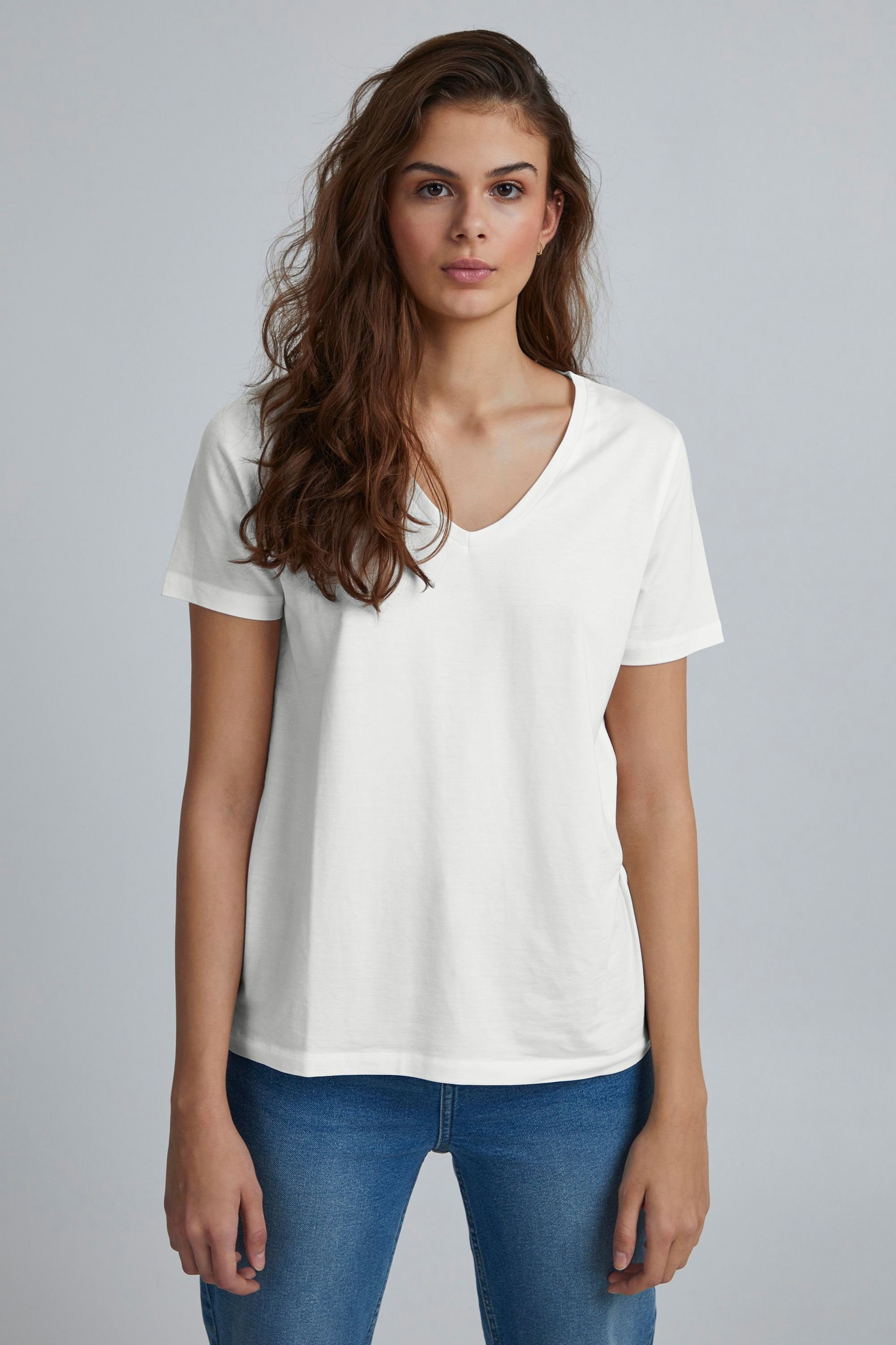b.young T-Shirt BYREXIMA V-NECK TSHIRT -20807597 T-Shirt mit V-Ausschnitt Off White (80115)