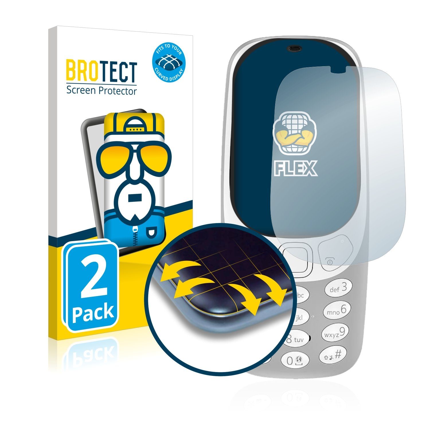 BROTECT Displayschutzfolie Fullscreen Schutzfolie für Nokia 3310 (2017), 2 Stück, Displayschutz Folie Fullcover Klar Transparent