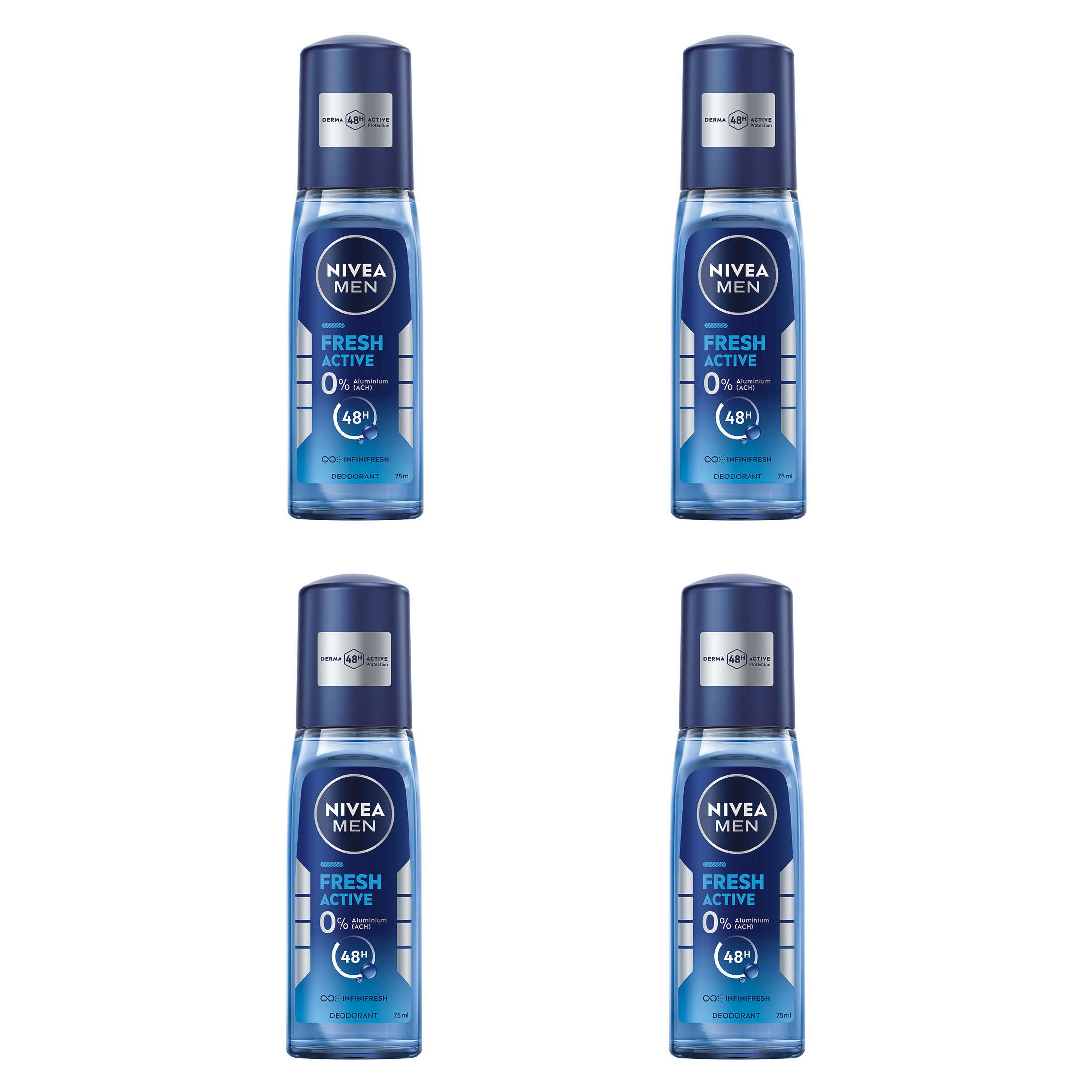 Deo-Zerstäuber Fresh Active 4 x 75ml, 48 Stunden effektiver Deo-Schutz