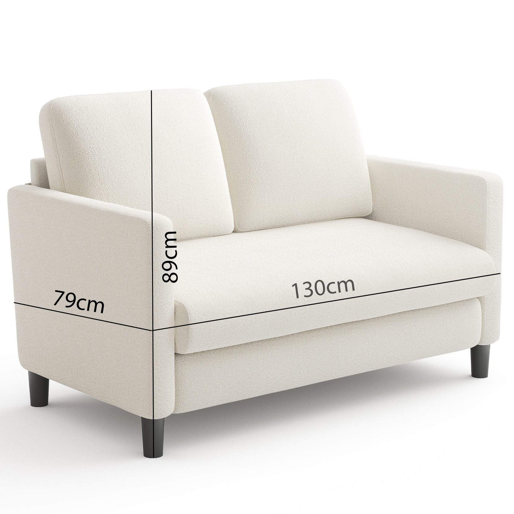 OUNUO Sofa Mini 2-Sitzer Modernes Polstersofa Couch 130cm Sofa