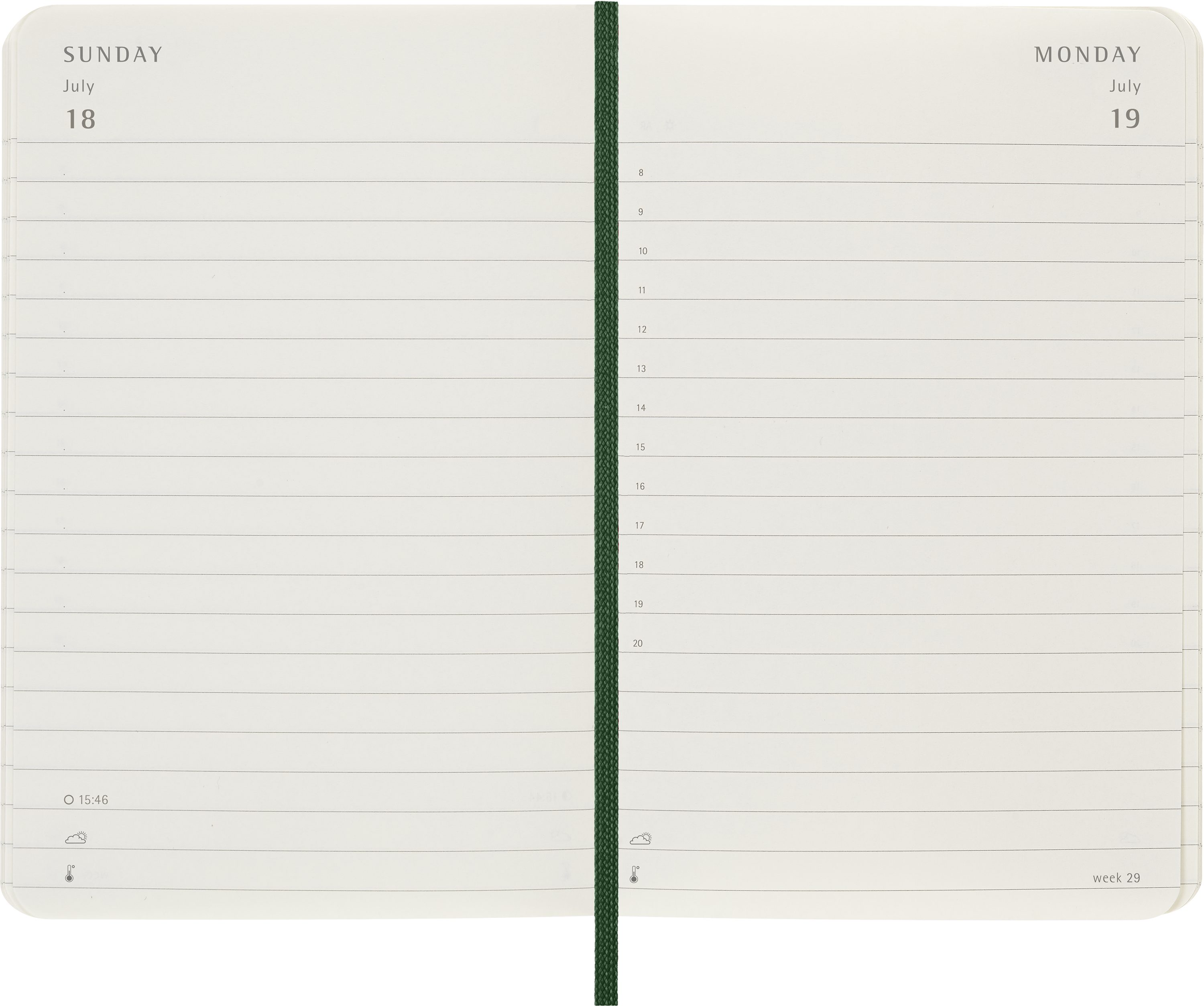 MOLESKINE Buchkalender, MOLESKINE 12 MONATE TAGES NOTIZKALENDER 2027 - SOFTCOVER - P/A6 - GRÜN
