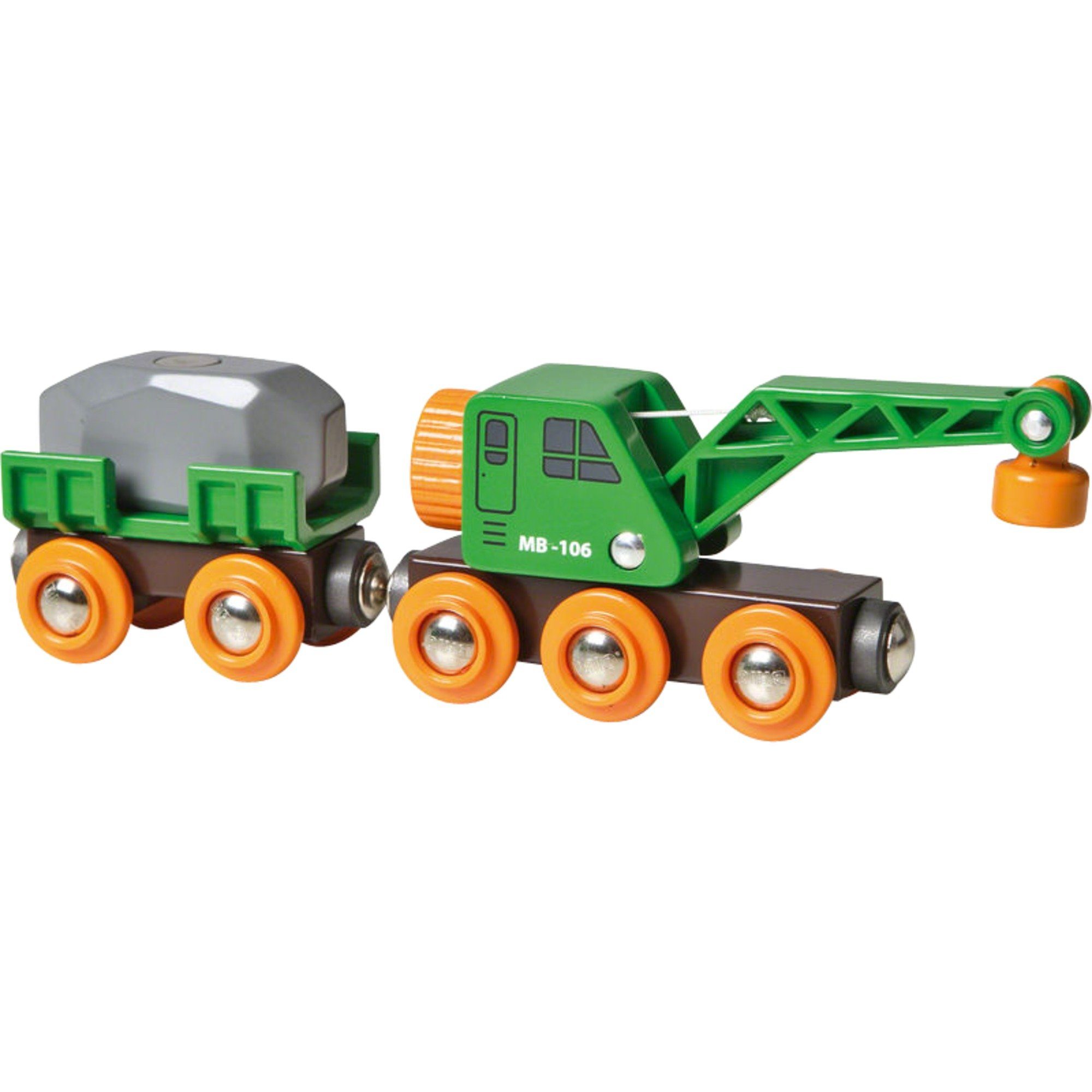 Spielzeugeisenbahn-Set BRIO World World Grüner Kranwagen mit Anhänger
