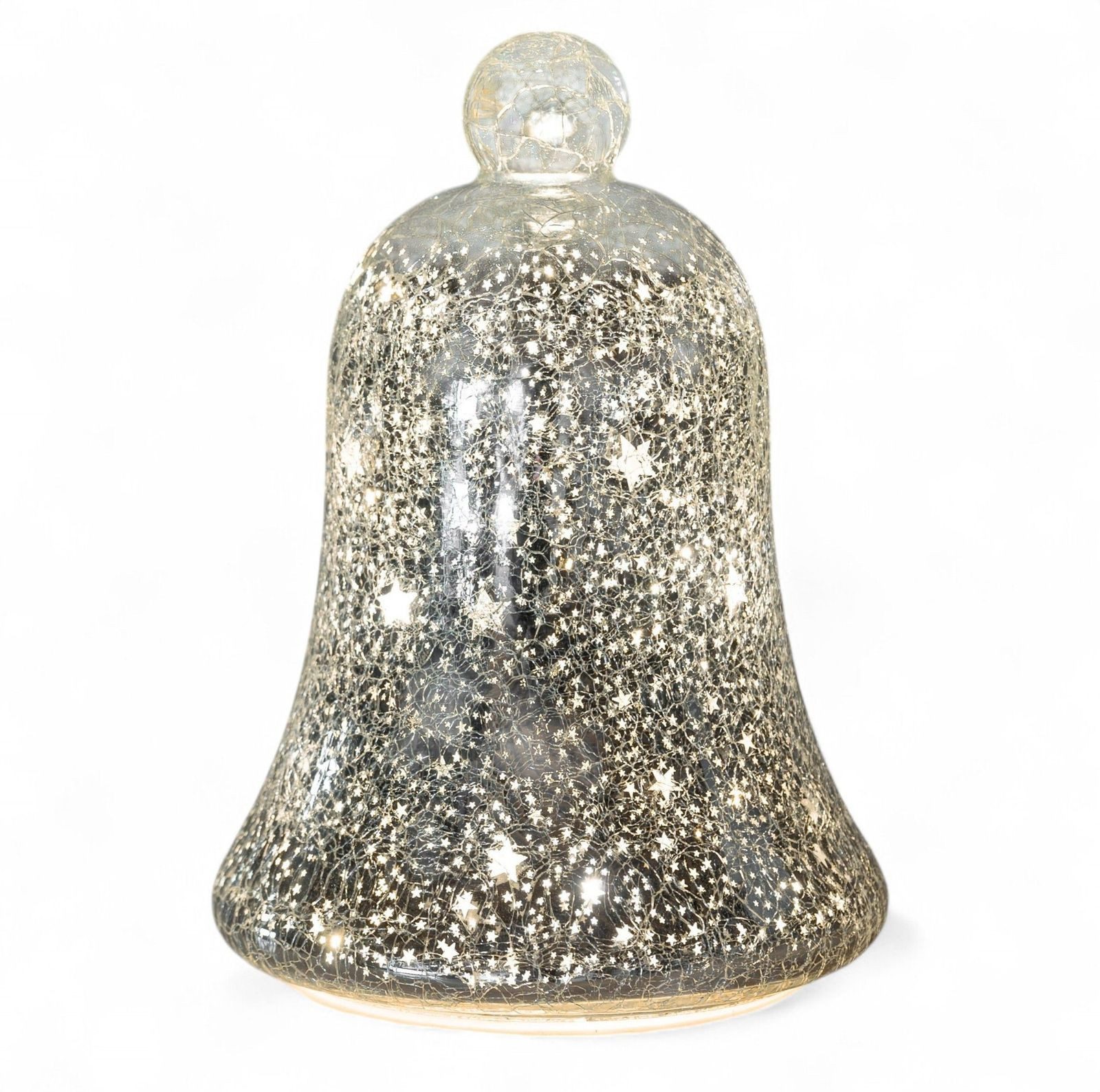 formano LED Dekolicht Glas-Glocke Weihnachten Frosty Sterne 22 cm mit Timer günstig online kaufen