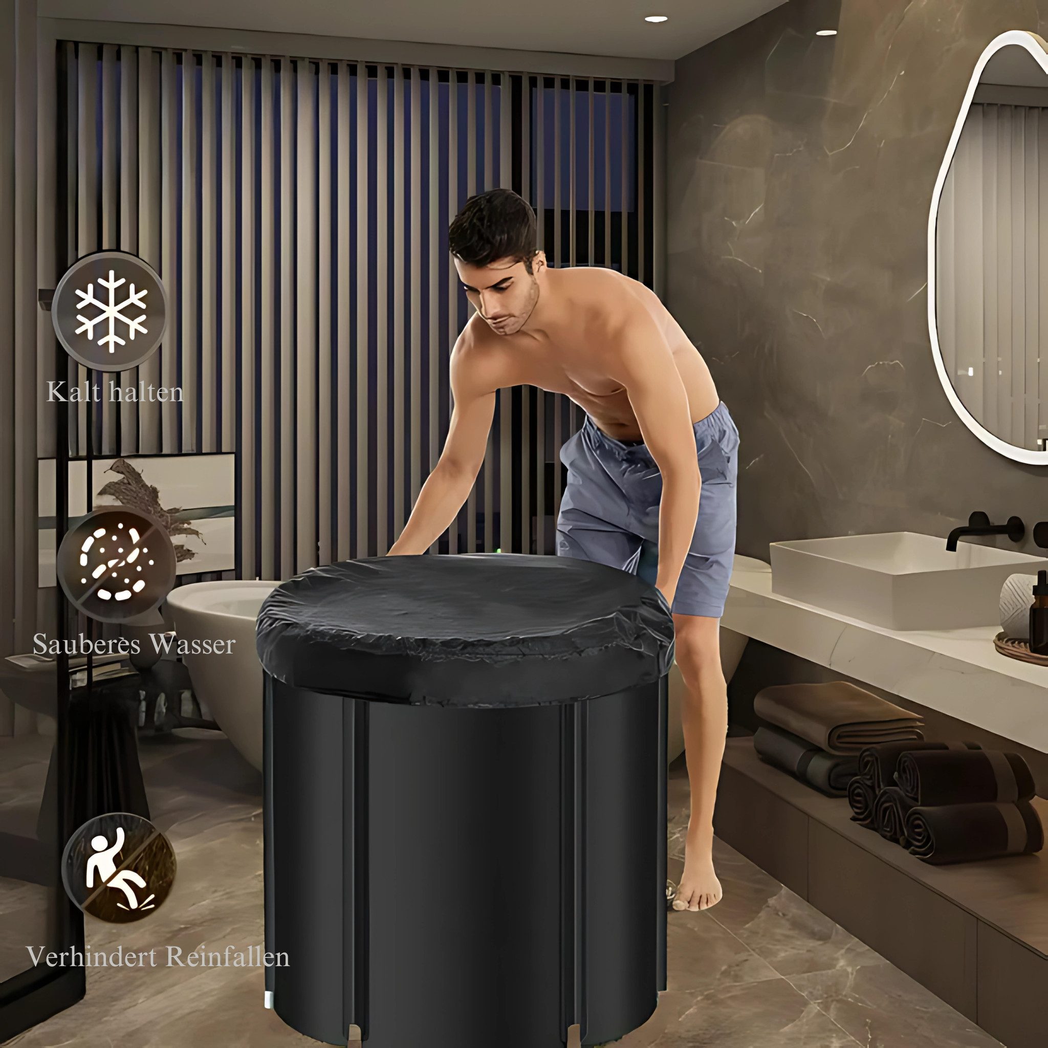 Norvéa Home Rundpool Eisbad, Eisbecken, Eisfass mit Abdeckung (Komplettset) günstig online kaufen