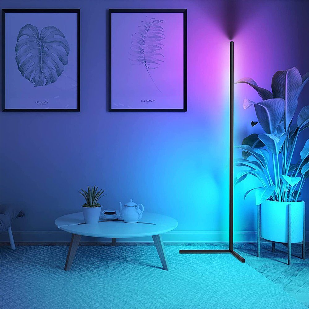 XIIW LED Stehlampe Bogenlampe Stehleuchte Schlafzimmer mit Fernbedienung Ecklampe Schwarz Dimmar, 120cm Wohnzimmer für RGB