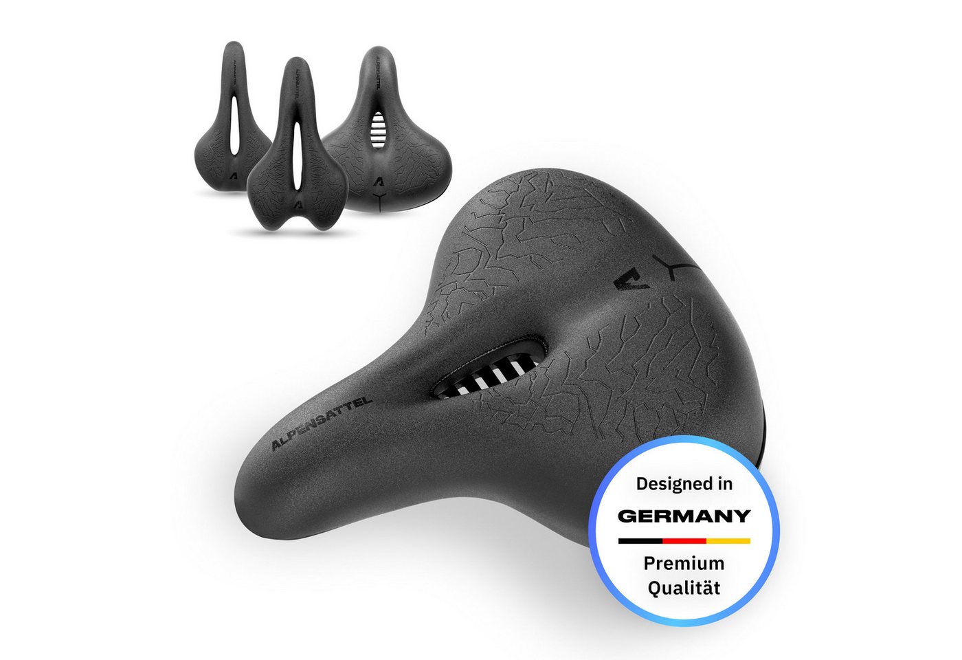 Alpensattel Fahrradsattel Alpensattel 3.0 in 3 Ausführungen wählbar (1-tlg., Komfort), Ergonomisch, mit Aussparung und Memory Foam für Damen und Herren
