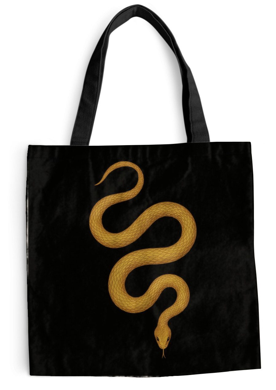 MuchoWow Shopper Schlange - Minimalistisch - Gold, Handtasche, Damen und Herren, Schultertasche, Umhängetasche, Tote Bag