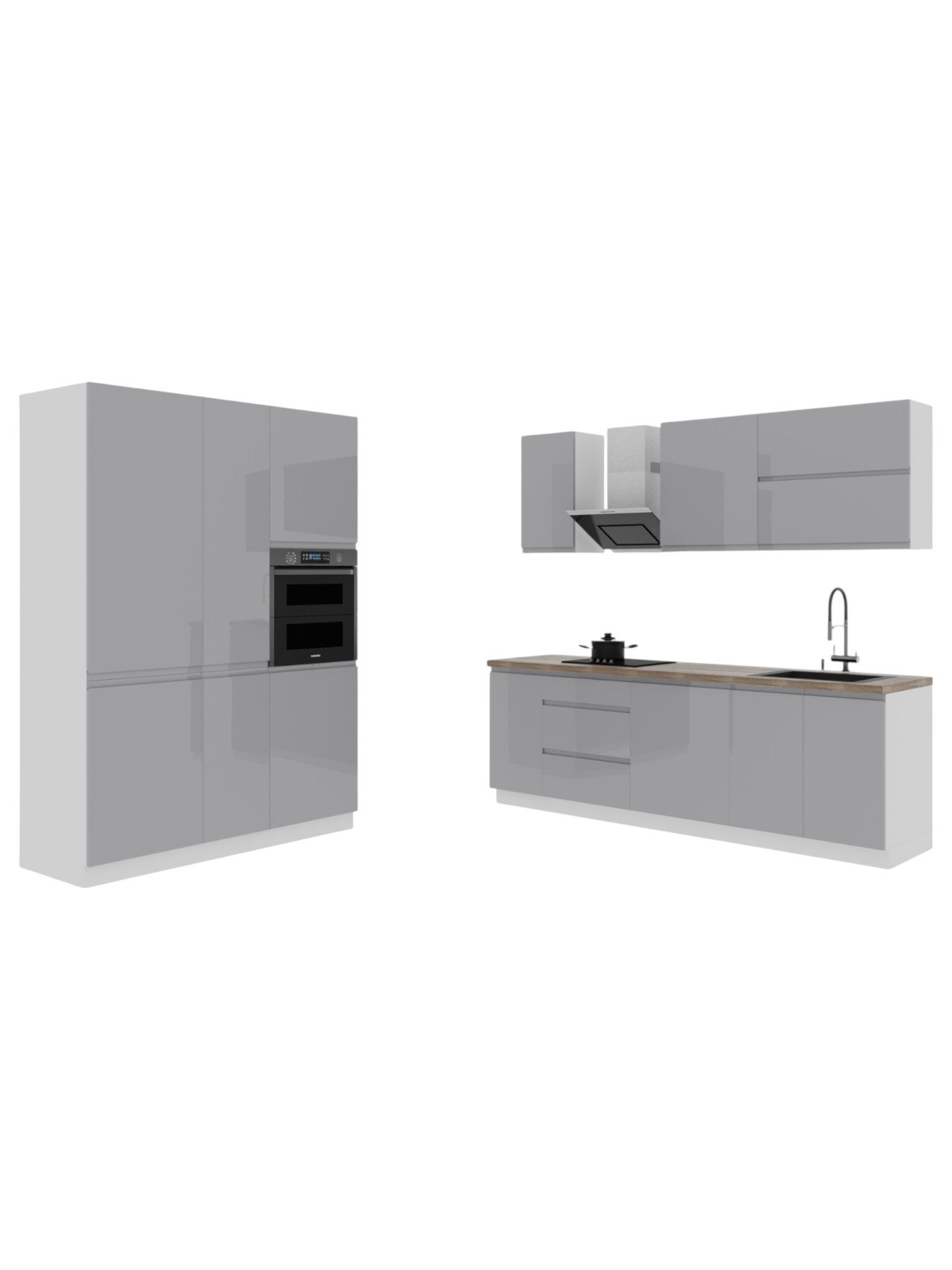 ROYAL24_MARKT Küchenzeile K65-G400 - Velmora - Zeitloses Design für jede Kücheneinrichtung, (Komplett Set), Feinste Qualität - Modern - Zeitlos.