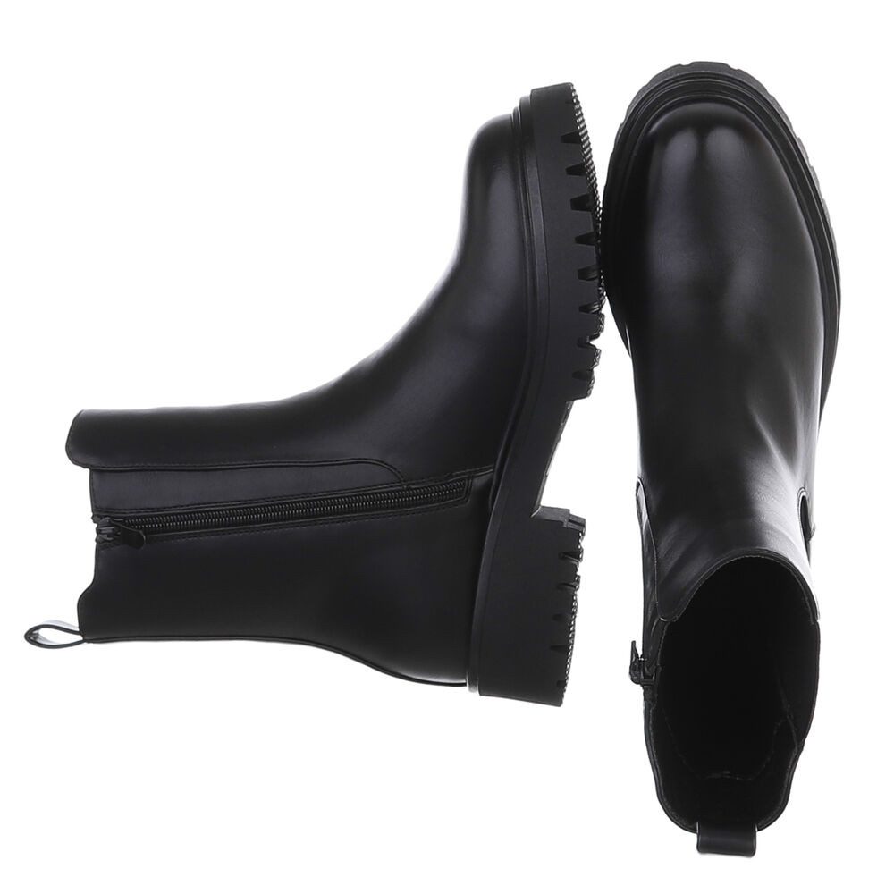 Ital-Design Damen Chelsea Boot Chunky mit Profilsohle Plateaustiefelette (92392489) Blockabsatz Stiefeletten in Schwarz – Bild 2 von 5