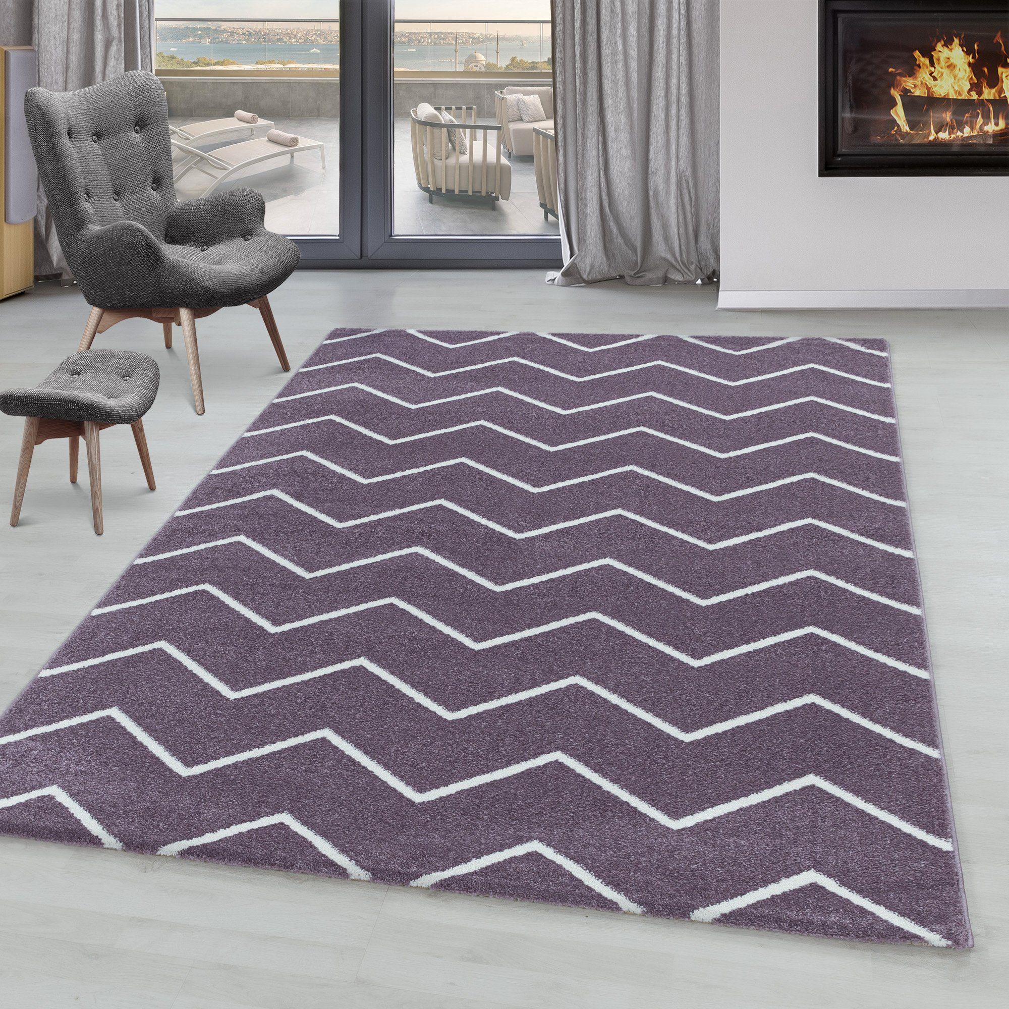SIMPEX24 Teppich Chevron Design, Läufer, Höhe: günstig online kaufen