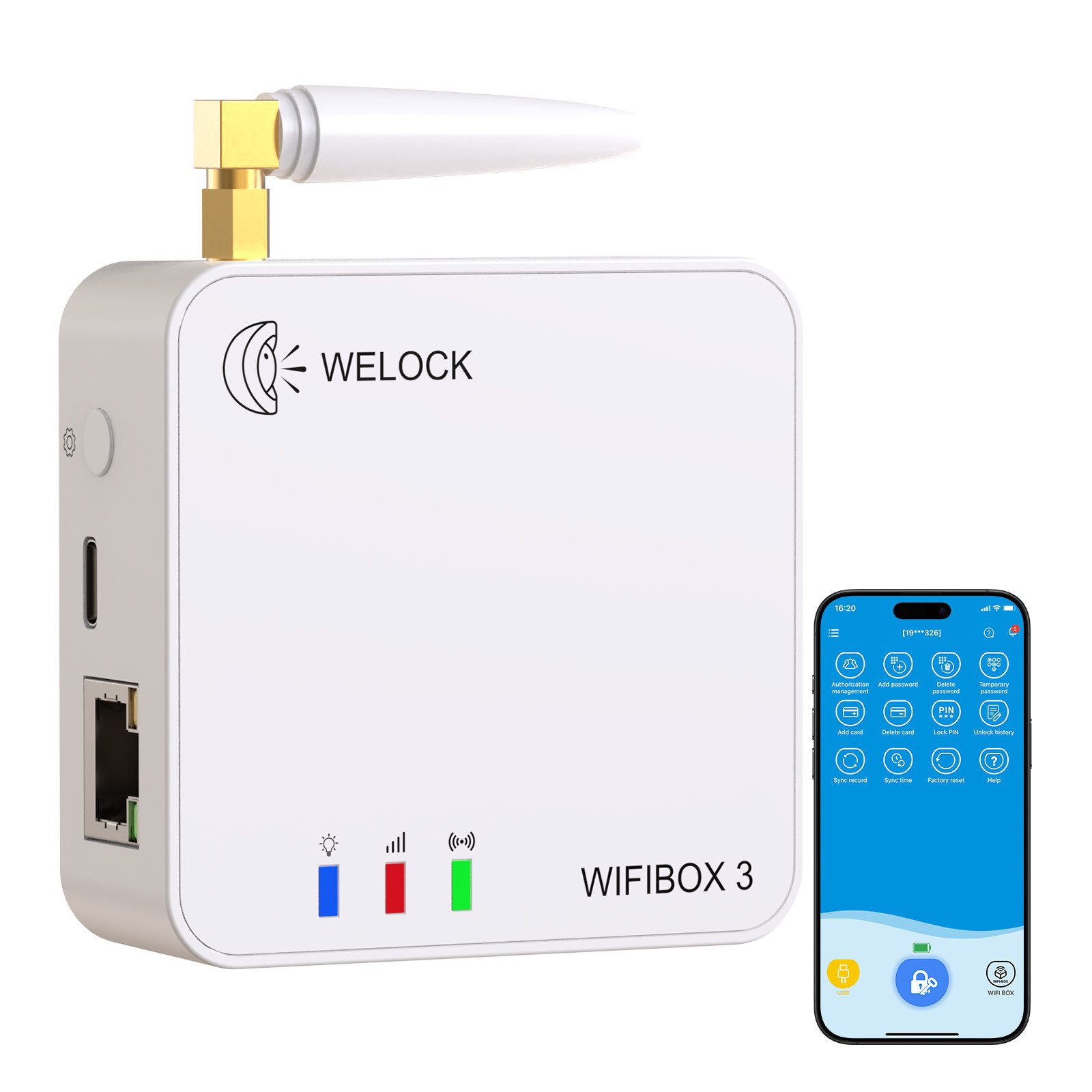 WE.LOCK WELOCK WIFIBOX, Fernsteuerung für Smart-Schlösser, Weiße Smart-Home-Zubehör