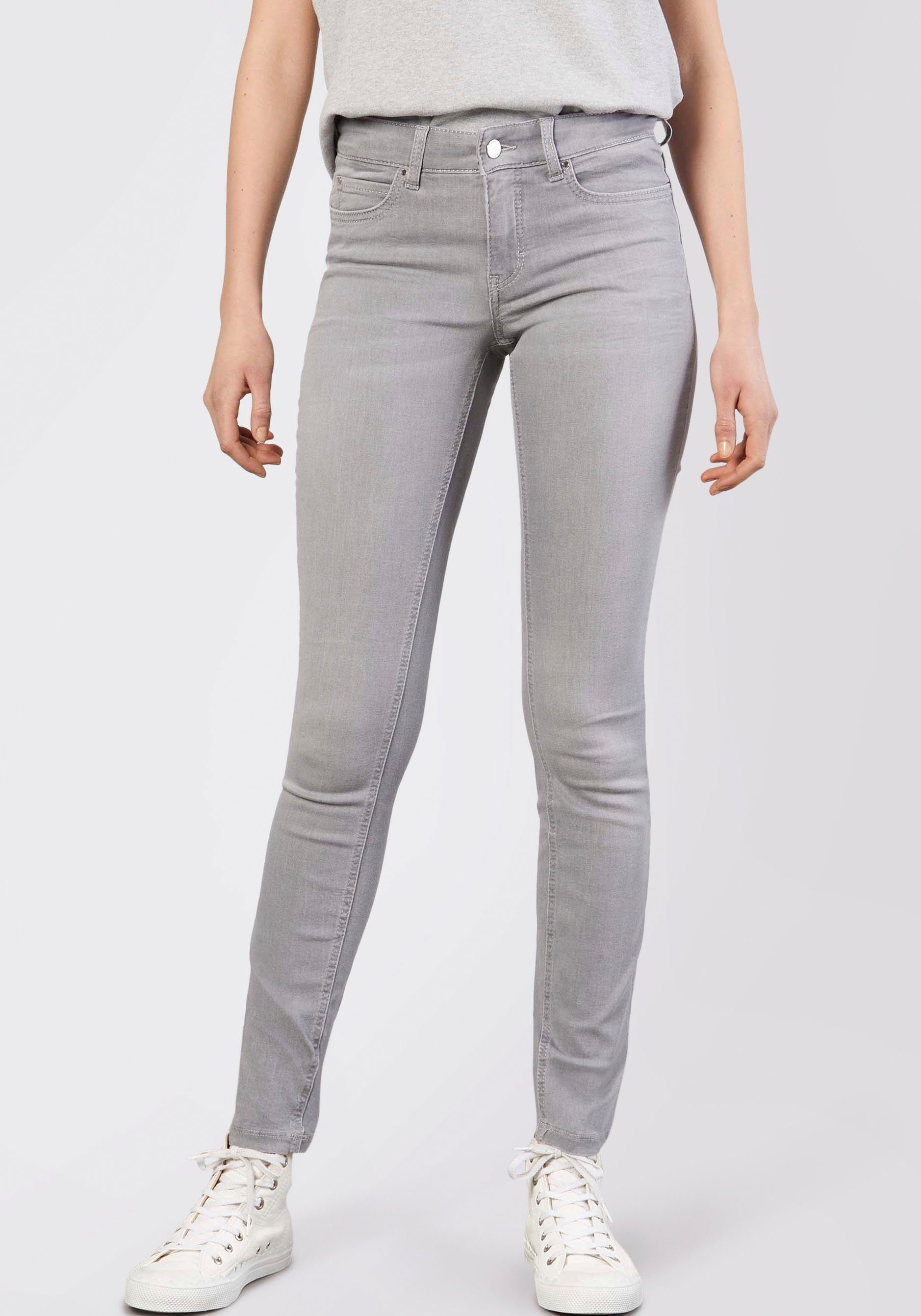 MAC Skinny-fit-Jeans light Hochelastische sorgt den Dream für wash Skinny perfekten Sitz grey Qualität