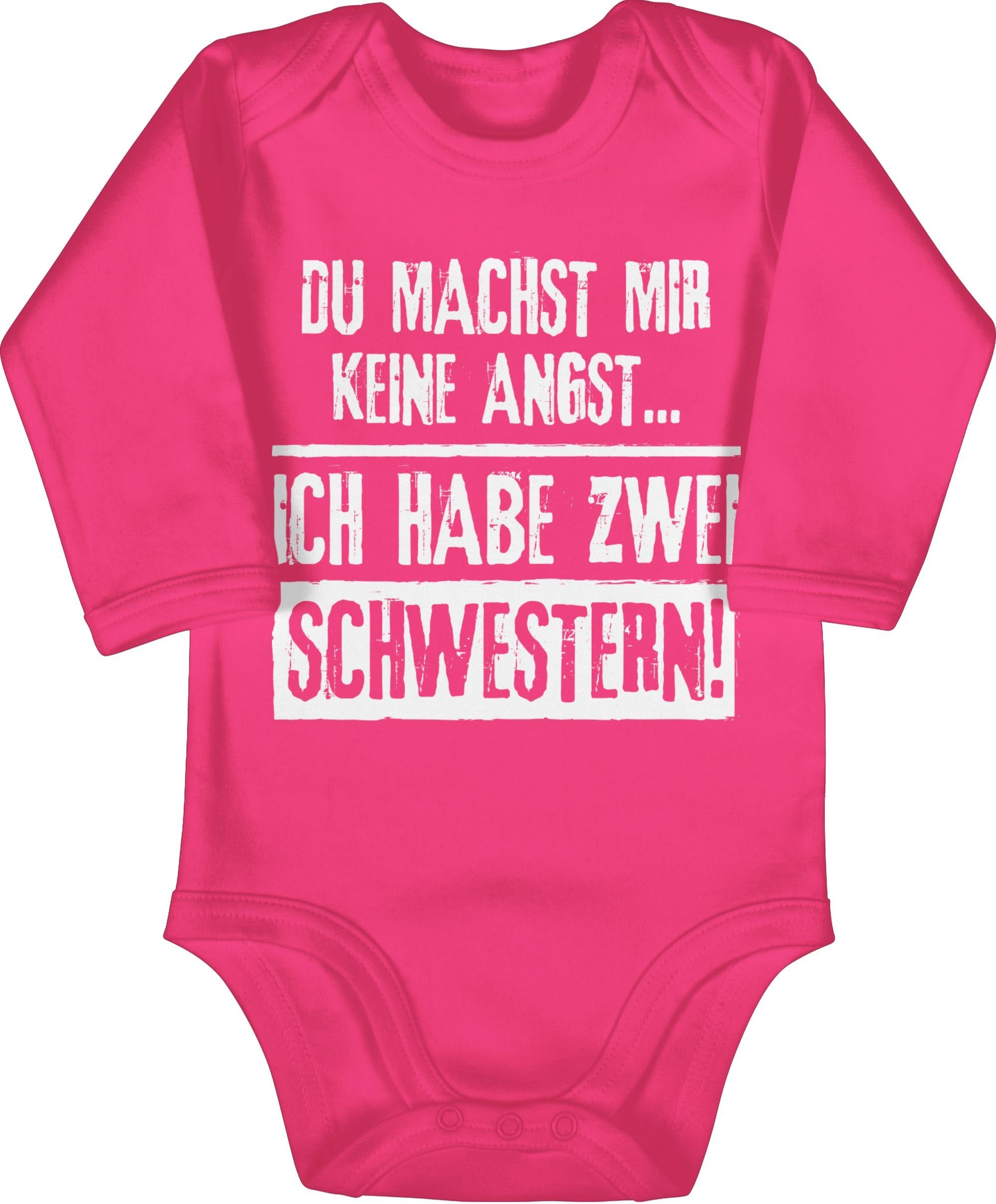 Shirtracer Shirtbody Du machst mir keine Angst - Ich habe zwei Schwestern Schwester 3 Fuchsia