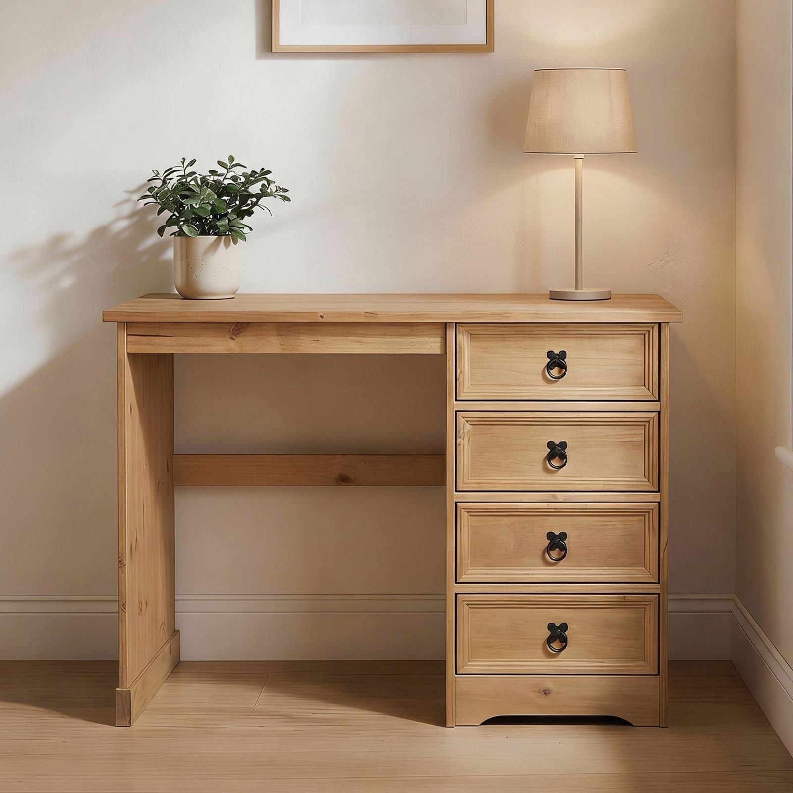 CARO-Möbel Schreibtisch SALSA, Schreibtisch Computertisch PC Bürotisch mit Schubladen Kiefer massiv M