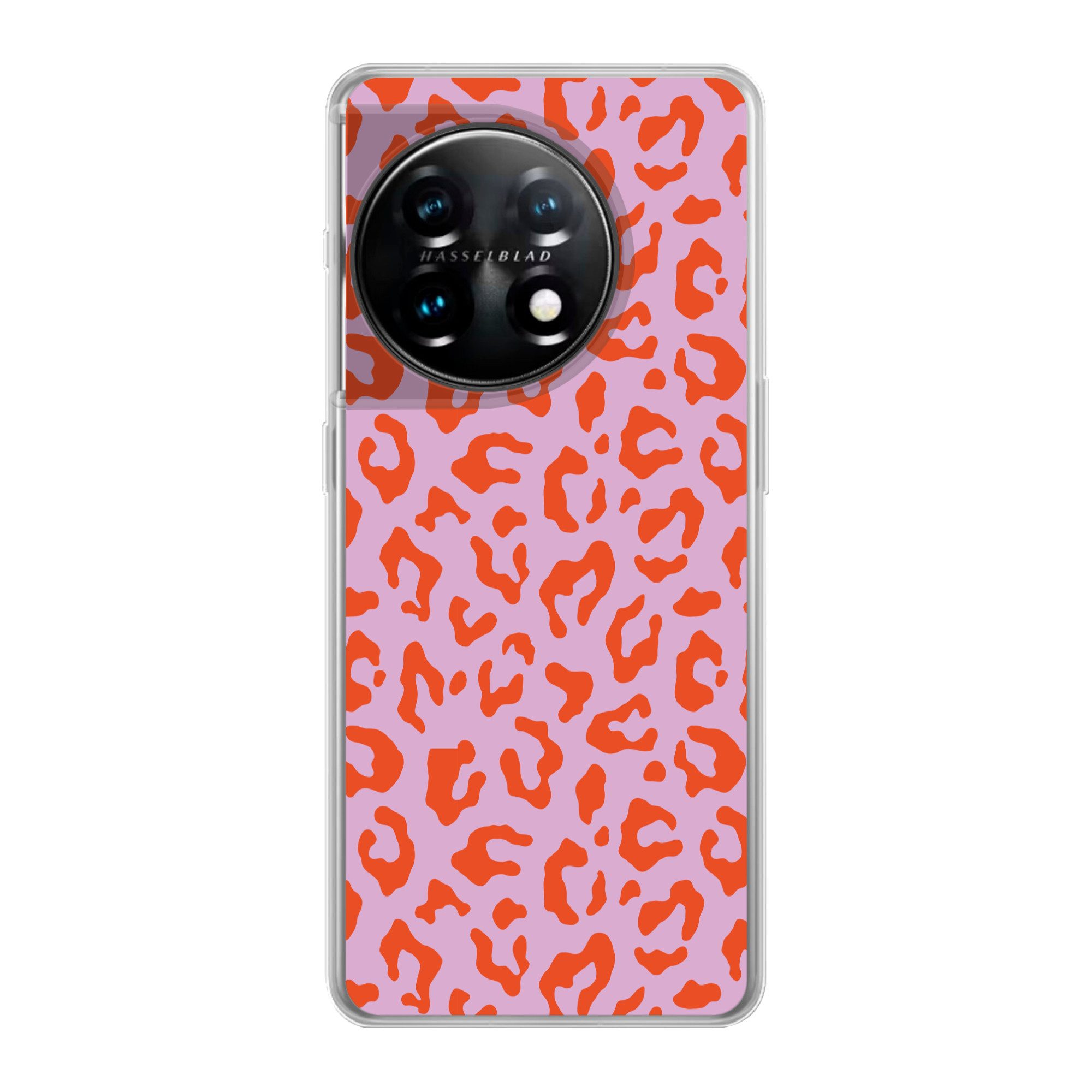 MuchoWow Handyhülle für OnePlus 11 Pantherprint - Rot - Lila - Rosa - Tierprint, Handy Case, Silikon, Bumper Case Dünn