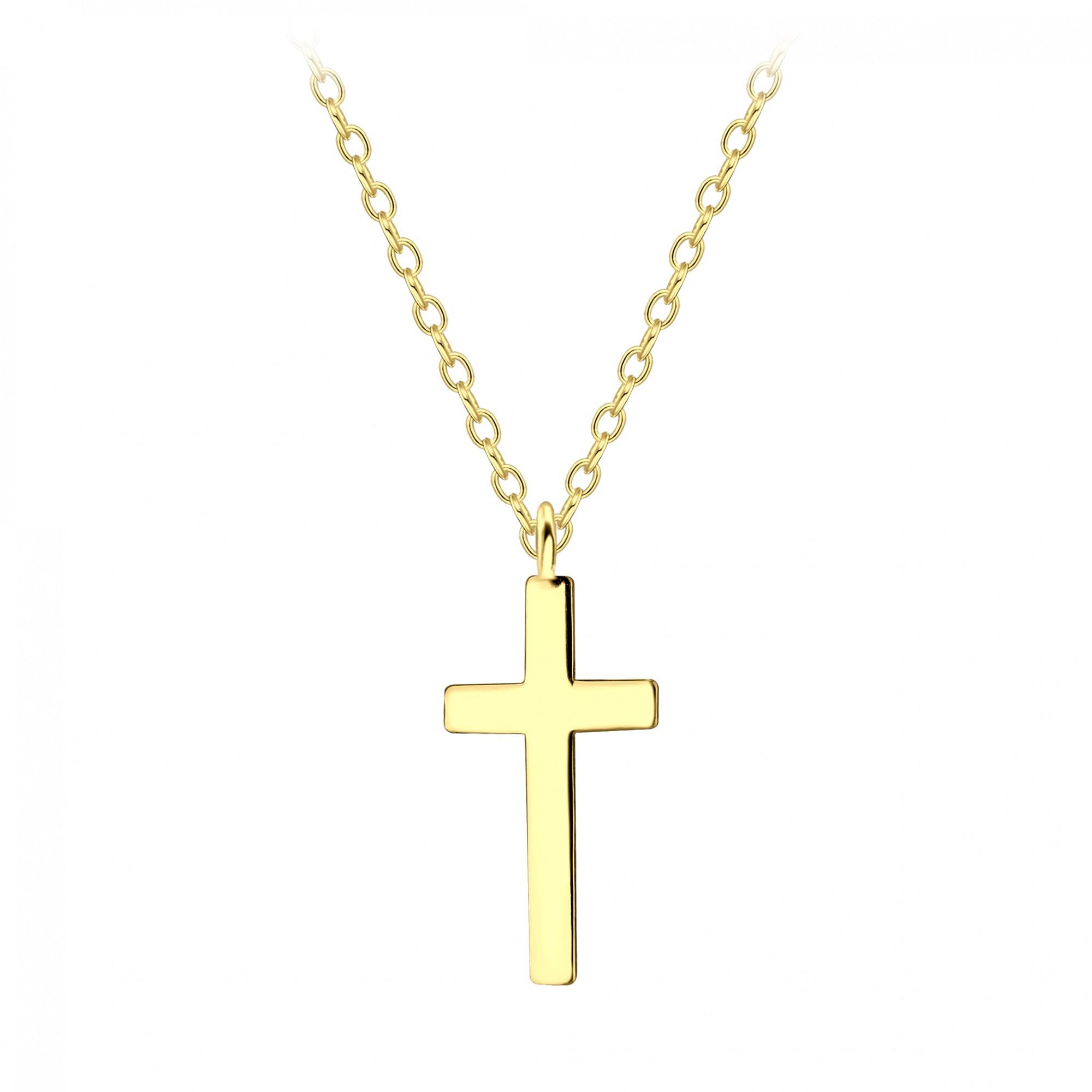 Kette mit Anhänger KREUZ gold, 2-tlg.