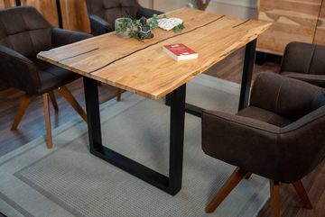 Junado® Esstisch Polly, Tisch Baumkante 120 x 80 cm naturfarben schwarz