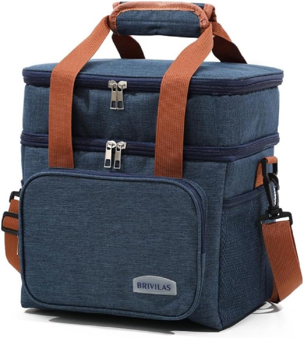 LIANNA Kühlbox Kühltasche Große tragbare Isoliertasche für Lunch, Doppeldecker Thermotasche, Kühltasche für Picknick und Ausflüge