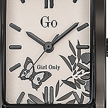 Girl Only Quarzuhr Girl Only Damen Armbanduhr rosa Analog, Damenuhr eckig, klein (ca. 21mm), Lederarmband, Luxus-Style