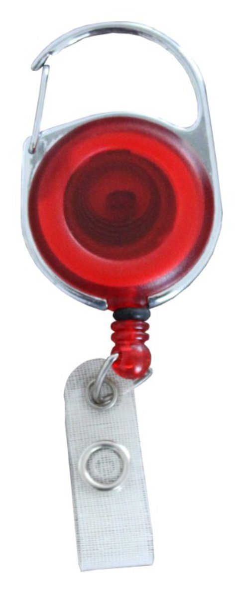 Kranholdt Schlüsselanhänger Jojo / Ausweishalter / Ausweisclip runde Form (100-tlg), Metallumrandung, Druckknopfschlaufe Transparent Schwarz