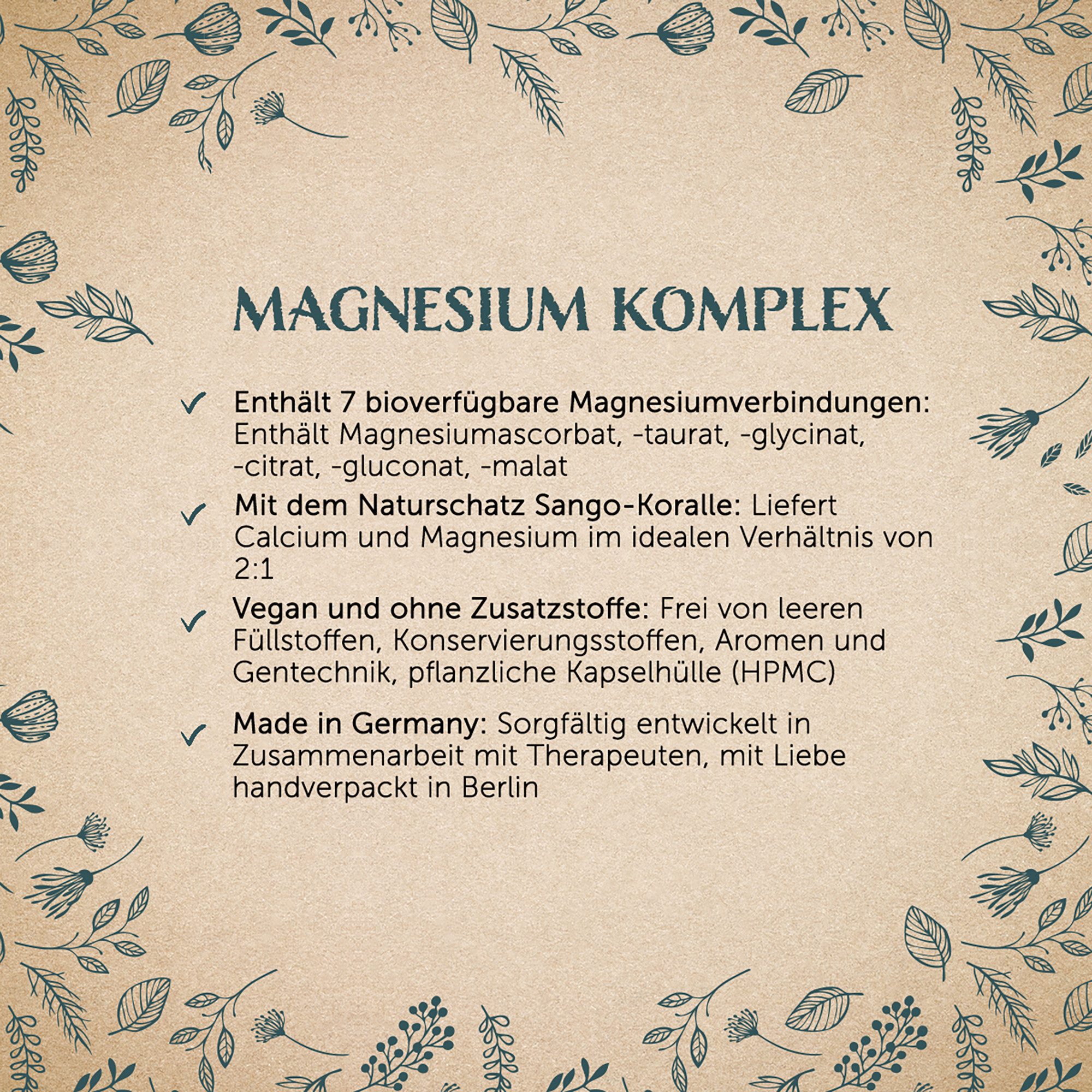 Waldkraft. Erdling Magnesium Komplex Kapseln, mit 7 hochwertige Magnesiumformen für Muskeln, Nerven, Knochen und mentale Balance à 120 St., 78 g