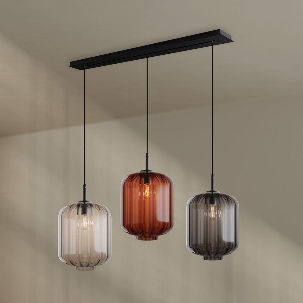 s.luce Pendelleuchte Velo Esstischleuchte 3-flg Baldachin 120cm Ø 25cm Mehrfarbig