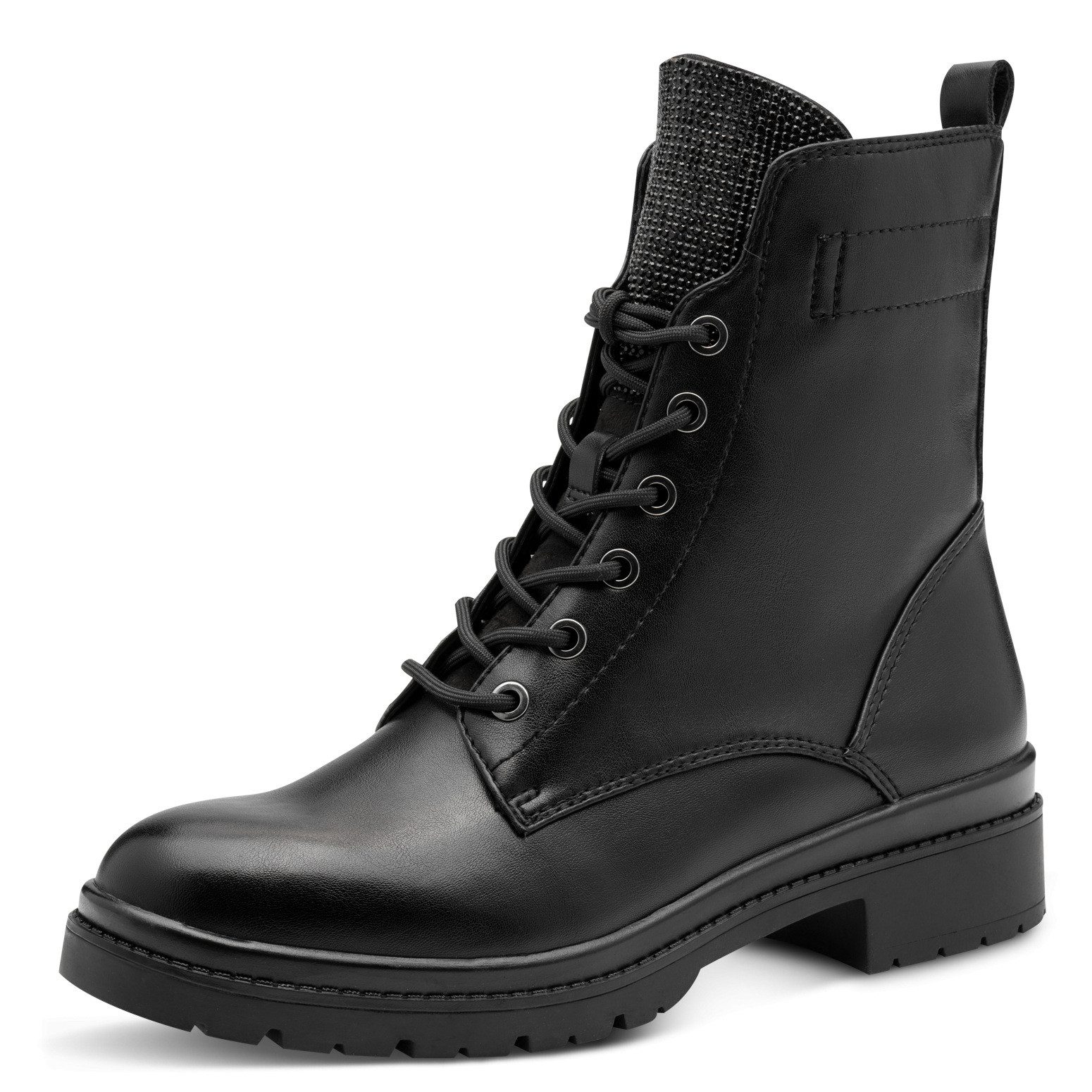 Tamaris Schnürstiefelette, Blockabsatz, Schnürboots, Schuhzunge mit Schmuck günstig online kaufen