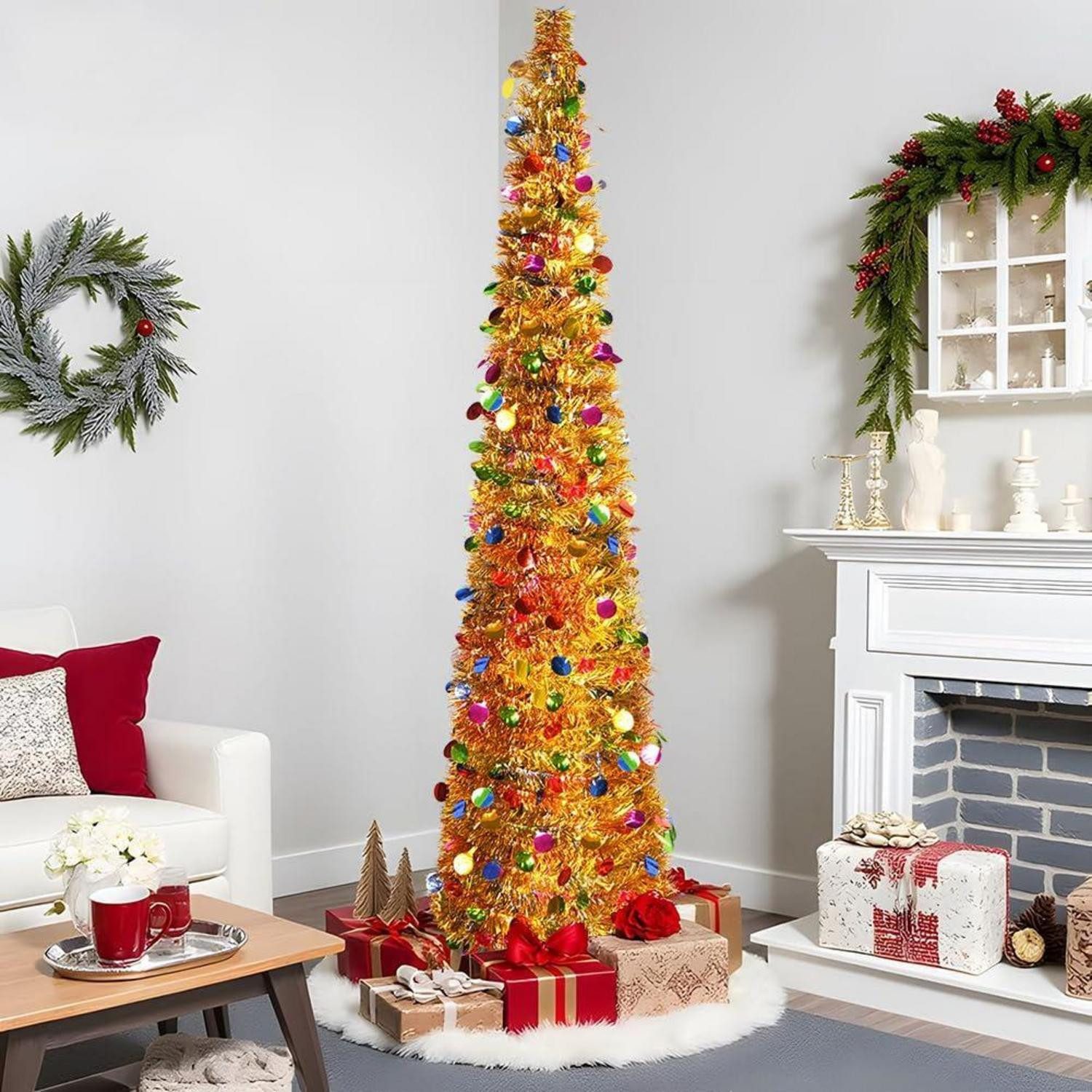 LuxusKollektion Künstlicher Weihnachtsbaum Weihnachtsbaum Pop Up 1.8m Gold Grün Glitzer