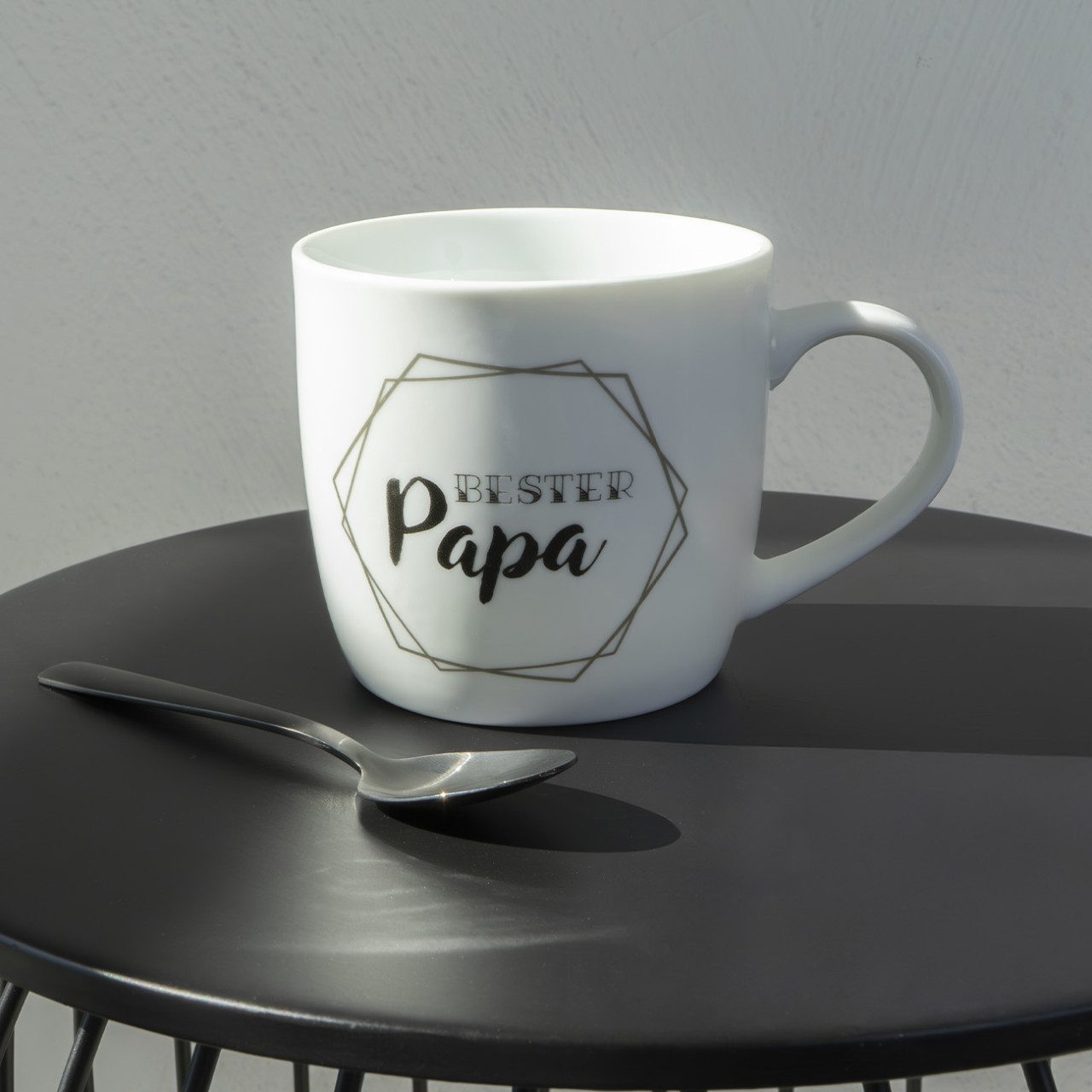 Geda Labels GmbH Tasse Papa Danke, 1-tlg., Porzellan, Weiß, 300ml, spülmaschinengeeignet