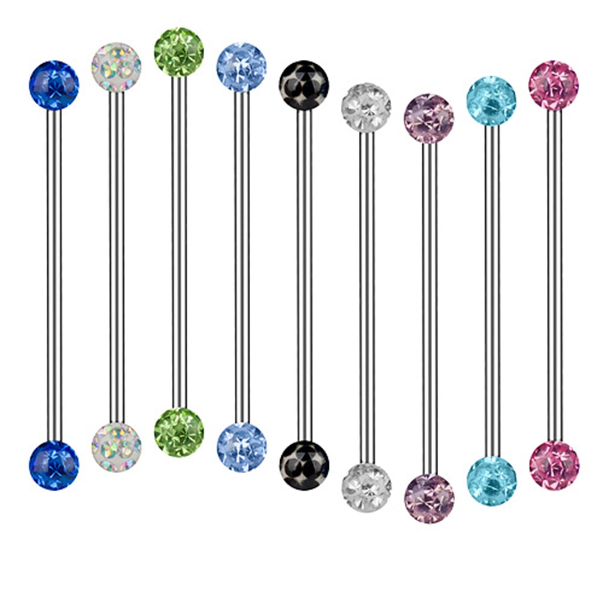 Barbell Intim Industrial Piercing-Set Brust, Taffstyle Aqua Cartilage Kristall Kugeln Ohrpiercing Helix Piercing Piercing Hantel Stab Tragus Ohr