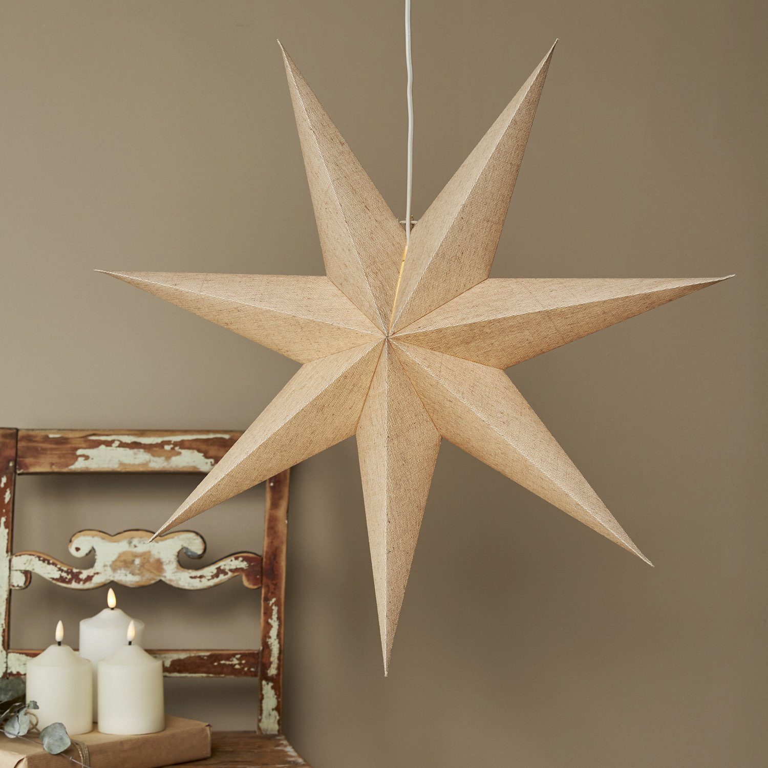 MARELIDA LED Stern »Papierstern Cotton Leuchtstern Weihnachtsstern