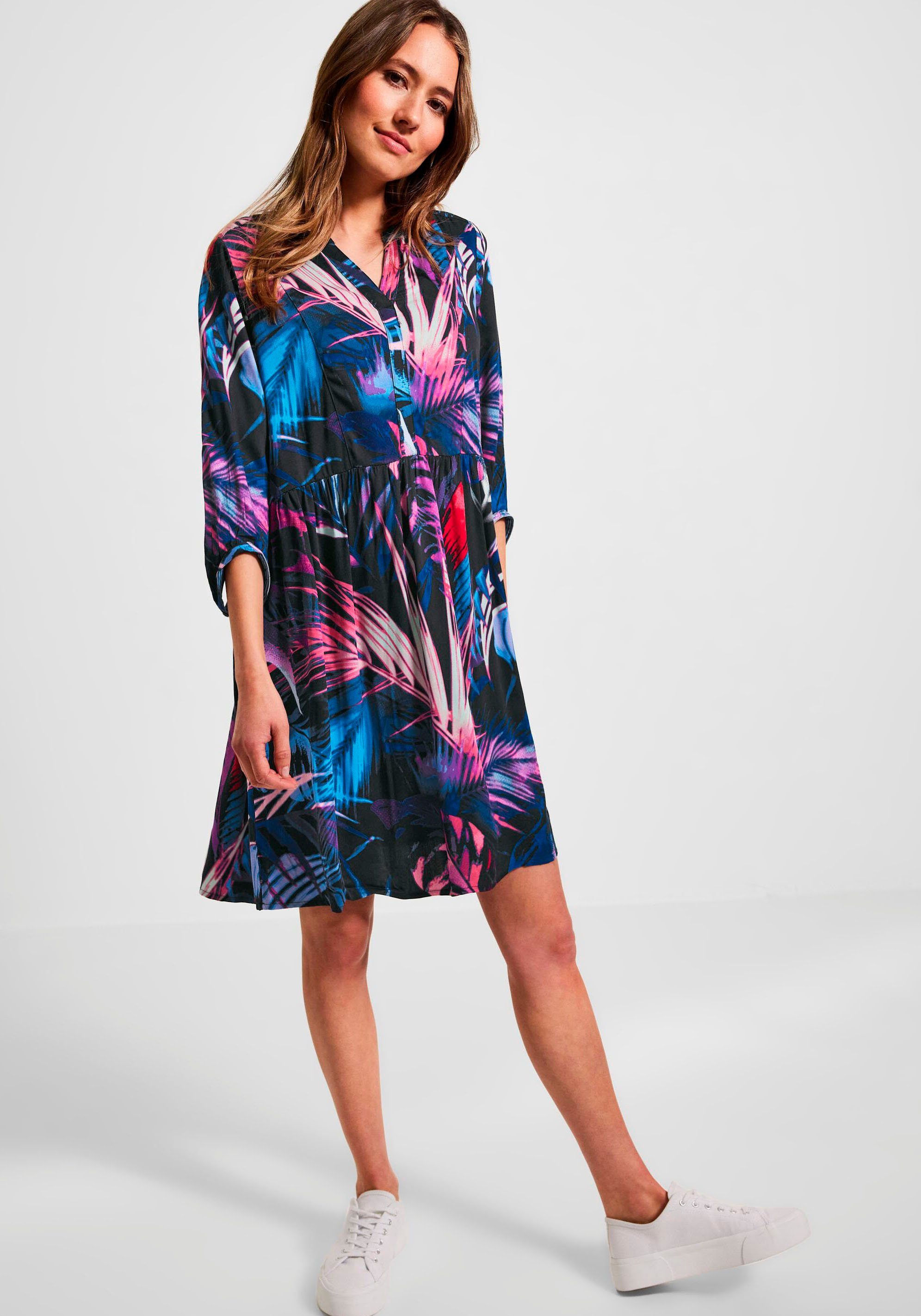 Cecil Druckkleid TOS Print Dress in trendiger Print Optik carbon grey | Strandkleider