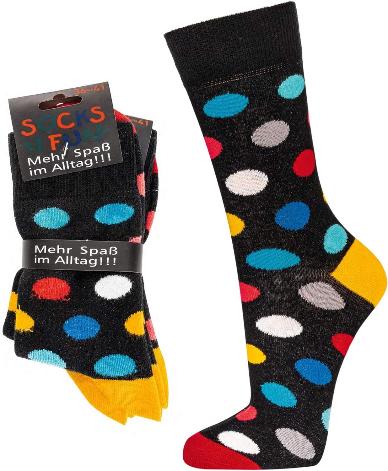 Freizeitsocken 2 Paar Fun Socken, Spaß mit Socken, Funny Punkte, für Damen & Herren
